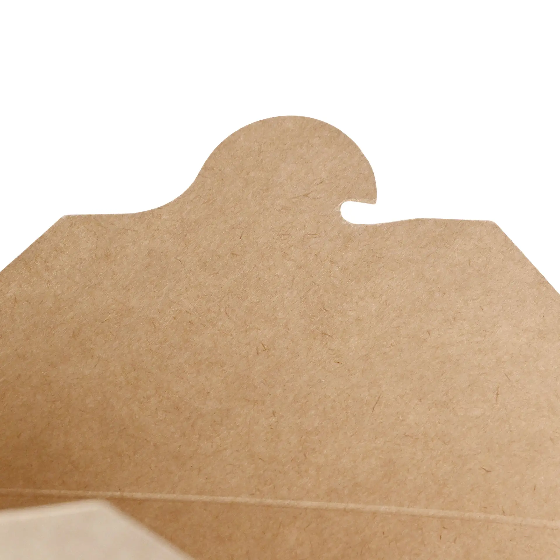 Brown cardboard to-go box lid with a foldable design; suitable for packing various hot and cold foods.