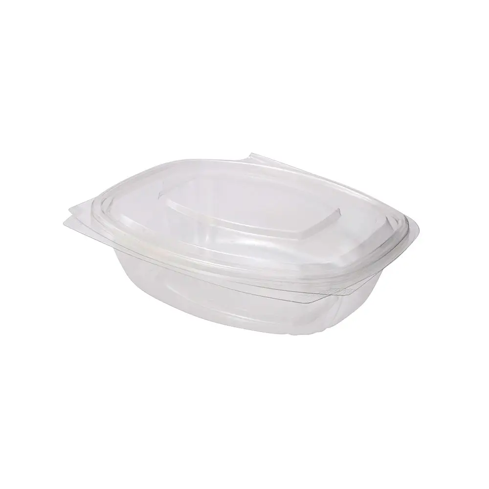 rPET fine food container 750 ml, hinged lid, rectangular dfc060851-rpet-feinkostbehaelter-750-ml-klappdeckel-rechteckig