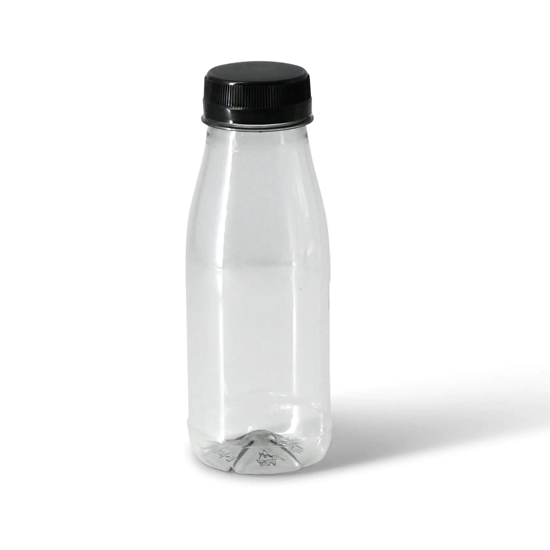 250 ml / 9 oz rPET-bottles, clear, black lid dcd03034-rpet-flaschen-250-ml-klar-deckel-schwarz-1
