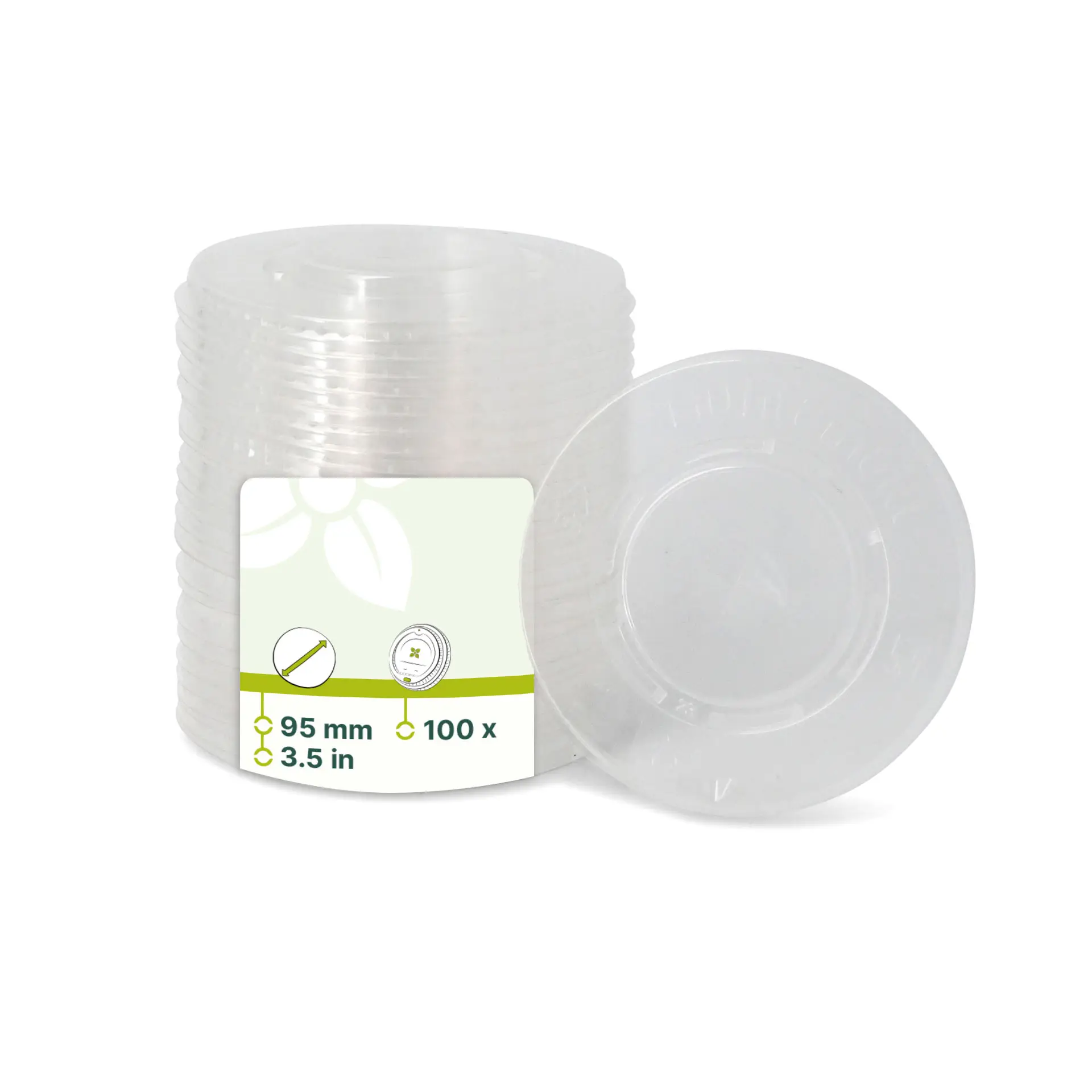 rPET flat lids Ø 95 mm, straw slot rPET flat lids Ø 95 mm, straw slot