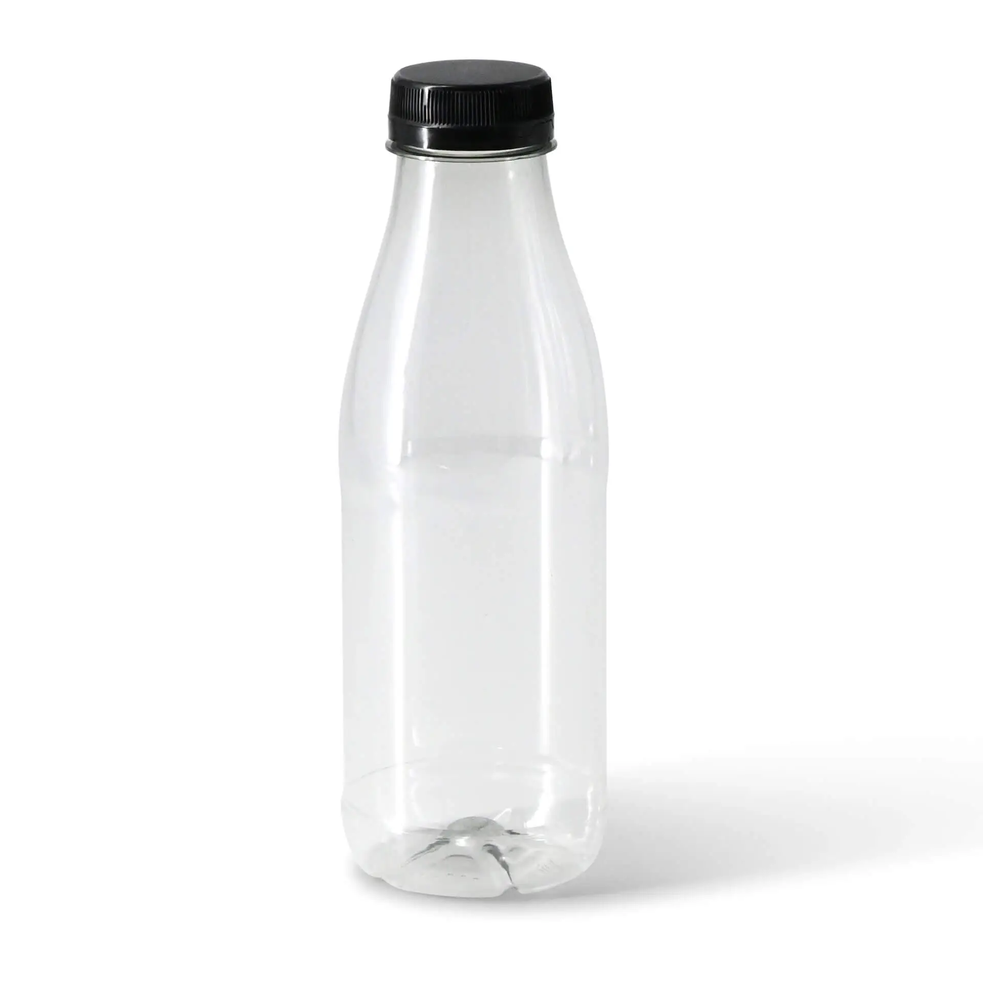500 ml / 17.5 oz rPET bottles, clear, black lid dcd03039-rpet-flaschen-500-ml-klar-deckel-schwarz-1