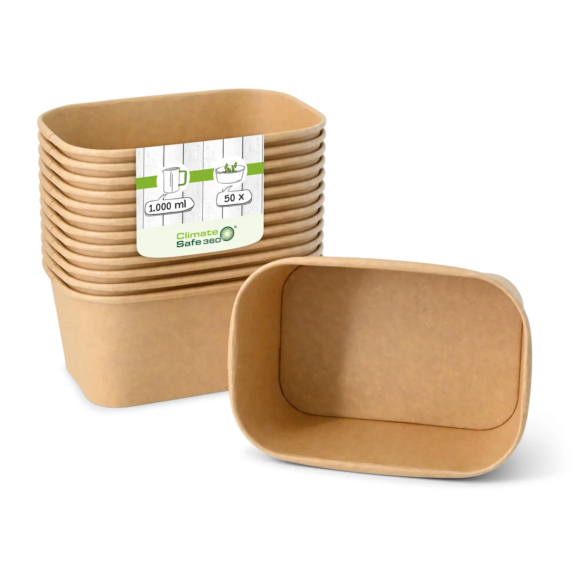 Food Containers 1000 ml, 17,5 x 12,5 x 7,5 cm, kraft, rectangular