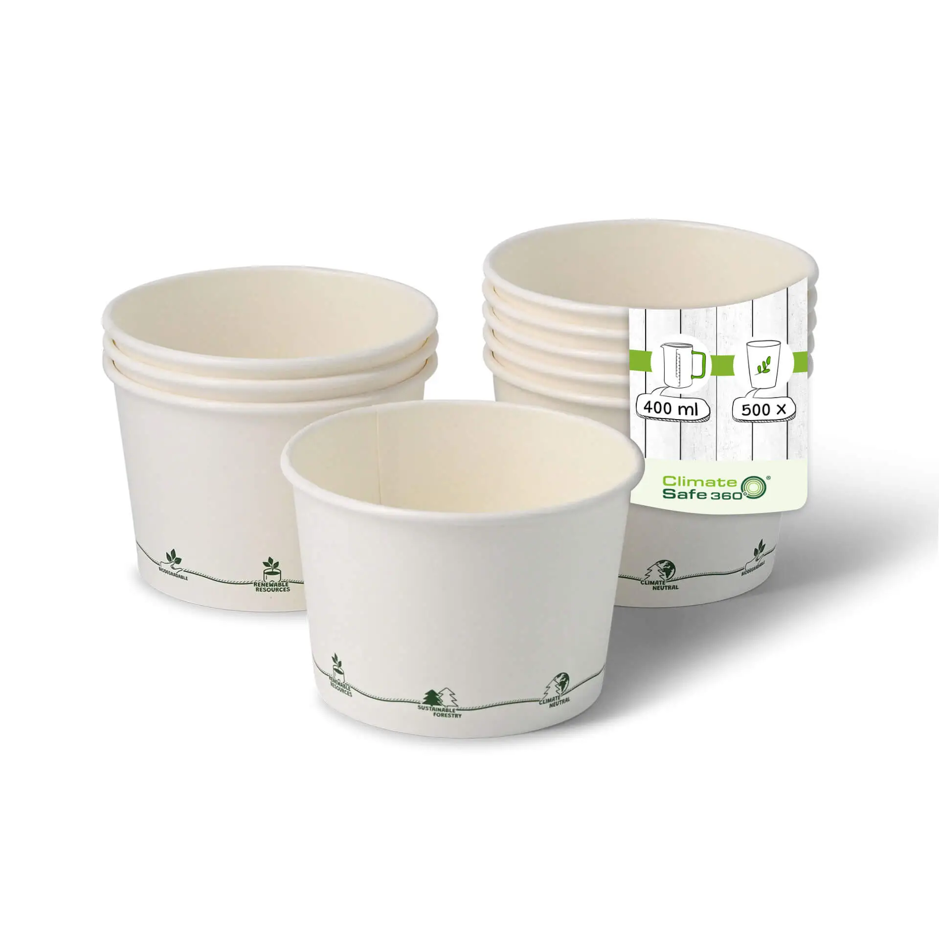 16 oz Cardboard Soup Container (eco-friendly coating), Ø 115 mm, "EcoUp©"-icons