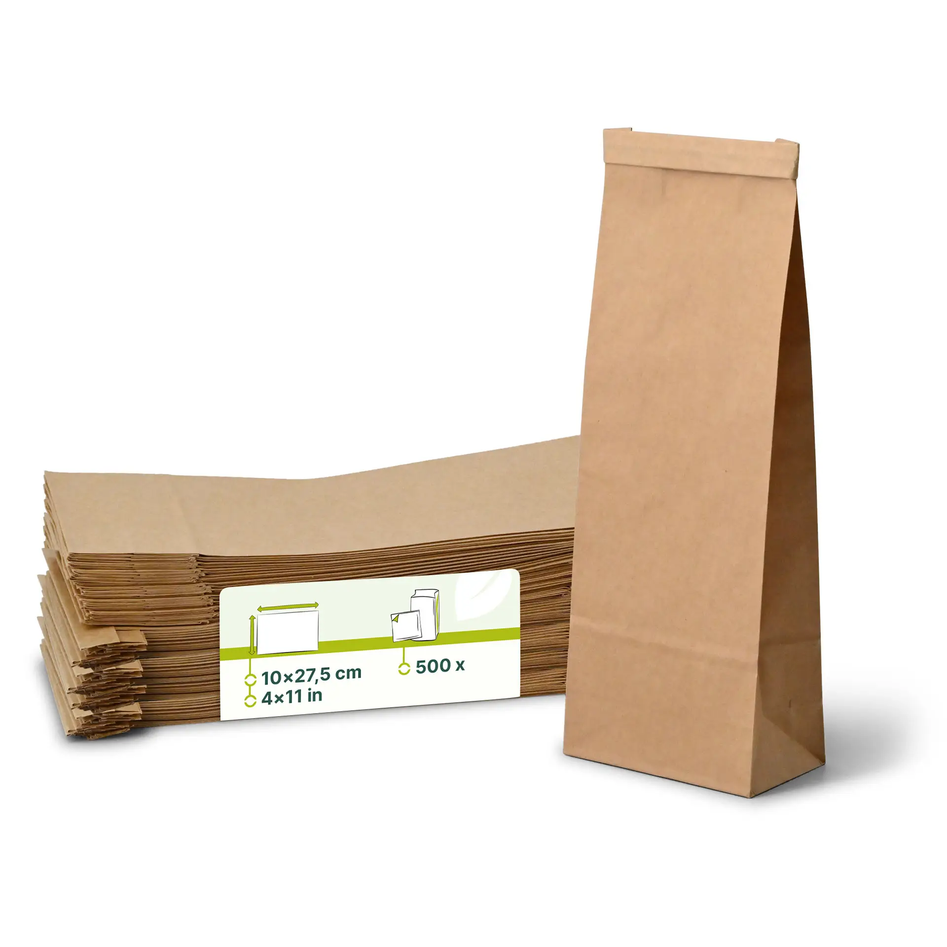 Block bottom bags M, 10 x 6 x 27,5 cm, PP-foil, brown, tin tie, kraft paper Block bottom bags M, 10 x 6 x 27,5 cm, PP-foil, brown, tin tie, kraft paper