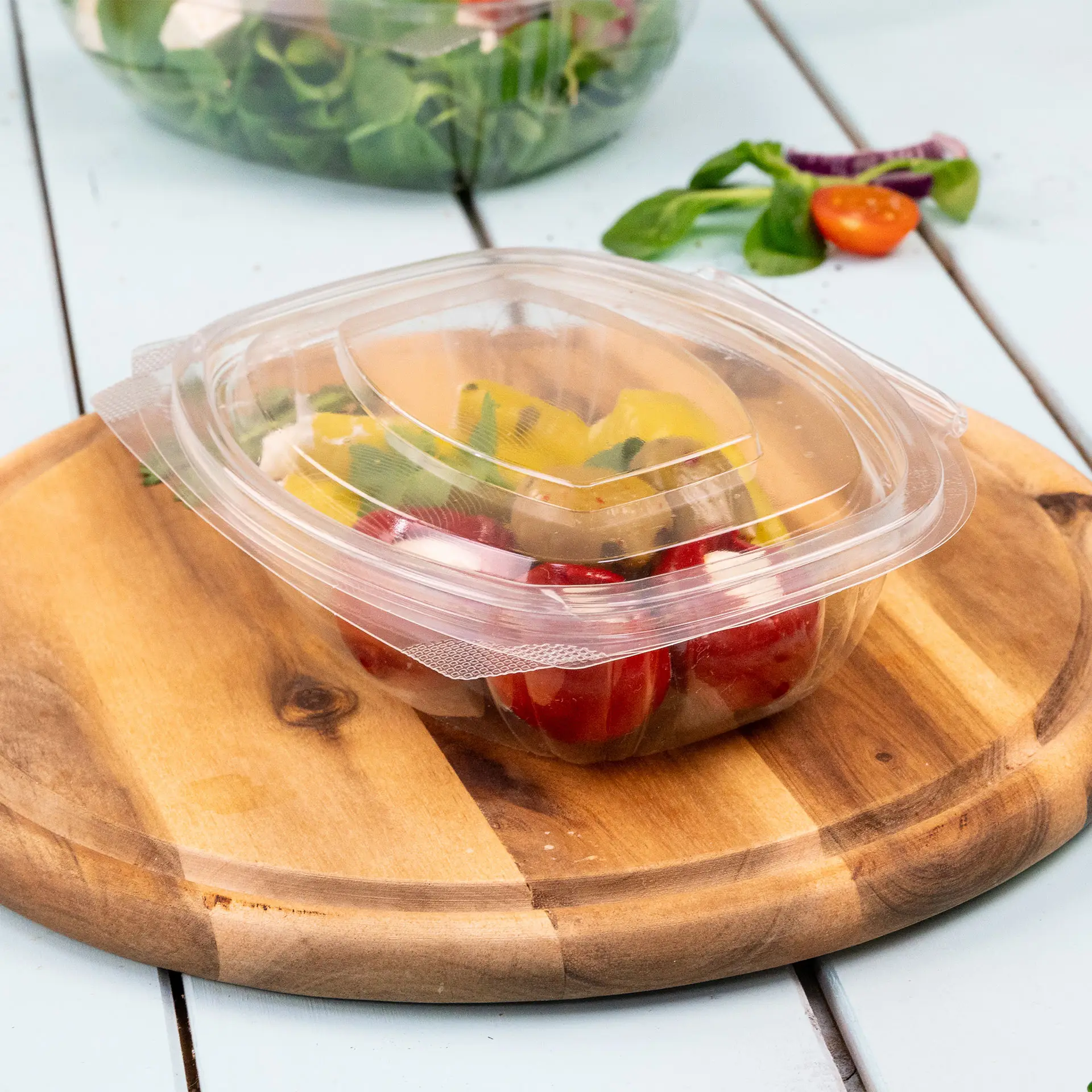 PLA deli bowls 375 ml, folding lid, rectangular