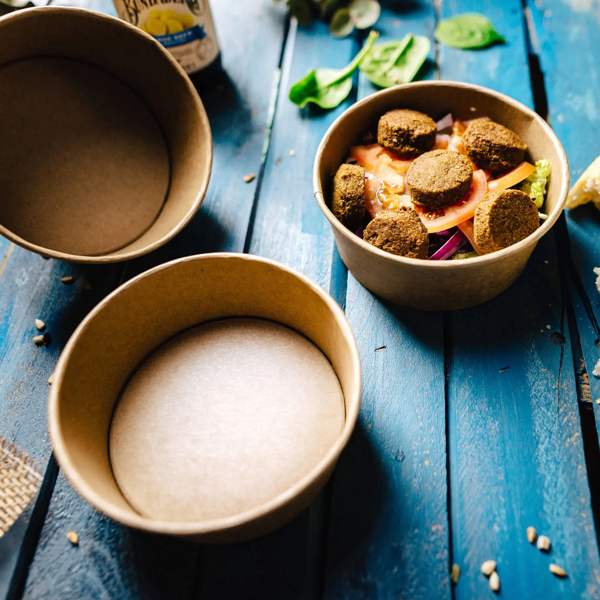 Paper bowls (coated) / Salad bowls 650 ml, Ø 150 mm, brown, round (800 ml max. volume) con30026-01-0-kartonschalen-beschichtet-salatschalen-650-ml-150-mm-braun-rund-800-ml-max-volumen-7