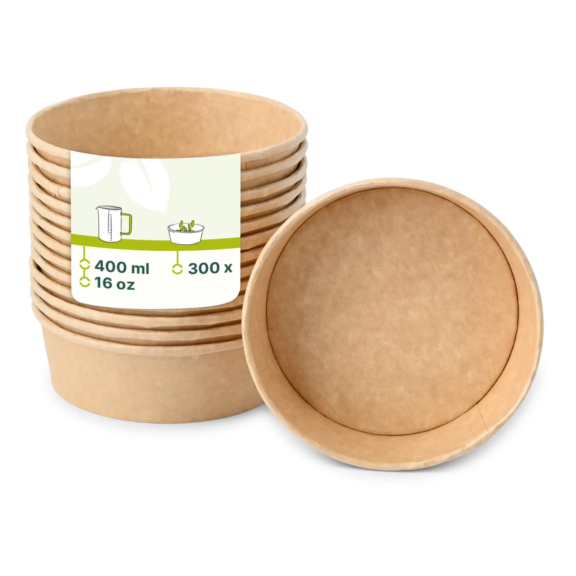 Paper bowls (coated) / Salad bowls 400 ml, Ø 150 mm, brown, round (650 ml max. volume) Paper bowls (coated) / Salad bowls 400 ml, Ø 150 mm, brown, round (650 ml max. volume)