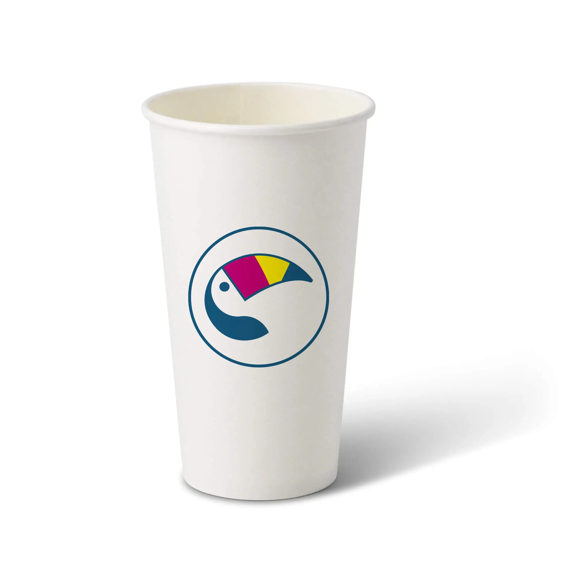 Paper cups with logo (single-wall), 500 ml / 20 oz, white, PLA coated