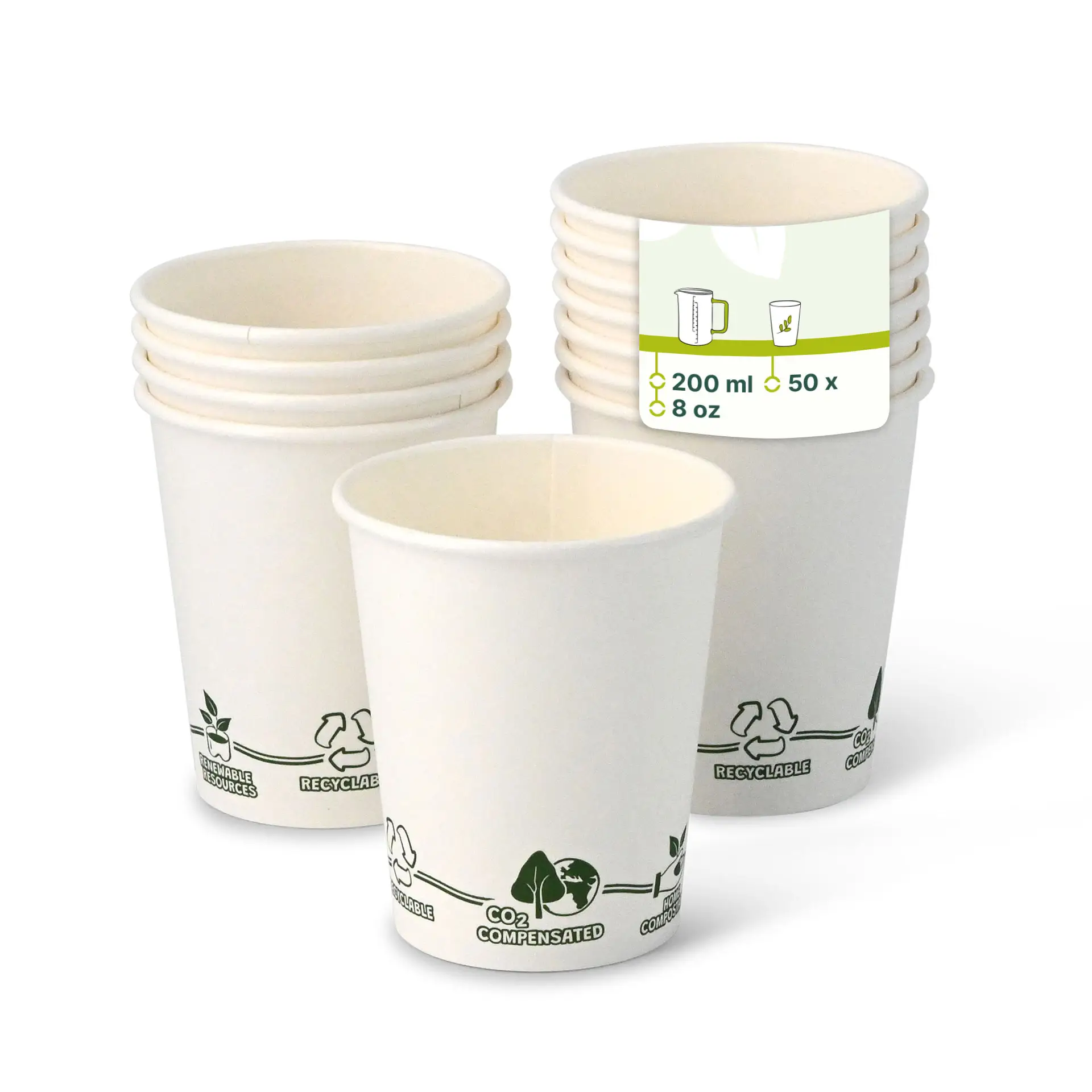 8 oz Paper cups single wall, Ø 80 mm, "EcoUp©" icons