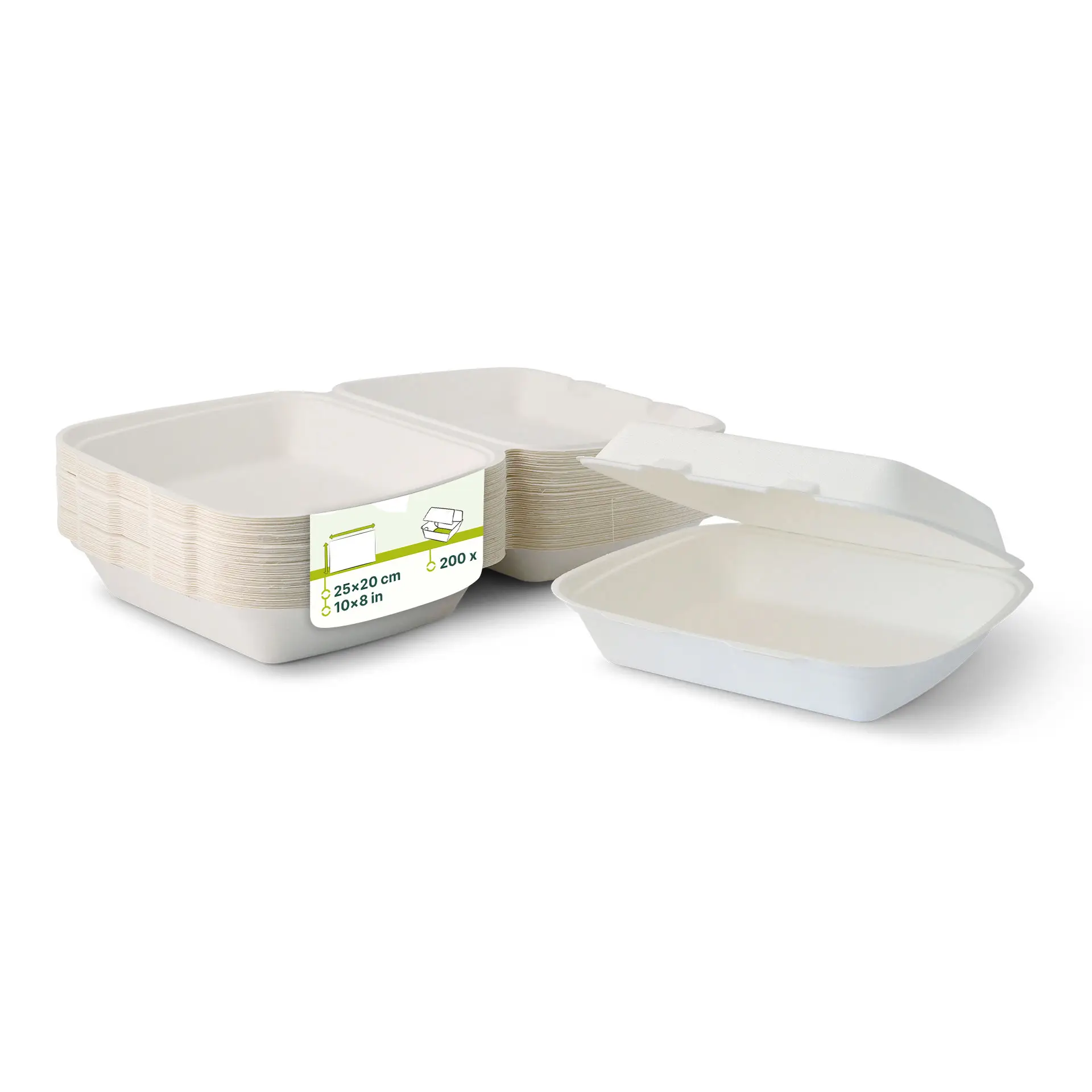 Sugarcane-containers 25 x 20 x 7.5 cm, HP4,  hinged-lid, rectangular Sugarcane-containers 25 x 20 x 7.5 cm, HP4,  hinged-lid, rectangular