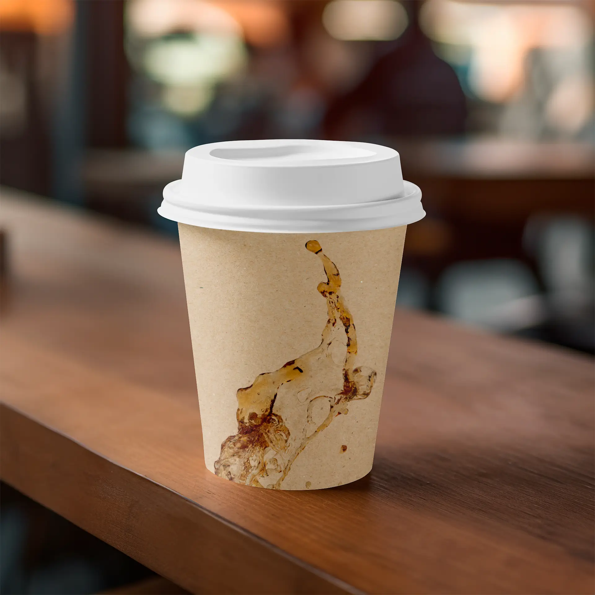 Paper cups with logo (single-wall), 250 ml / 10 oz, brown, PLA coated