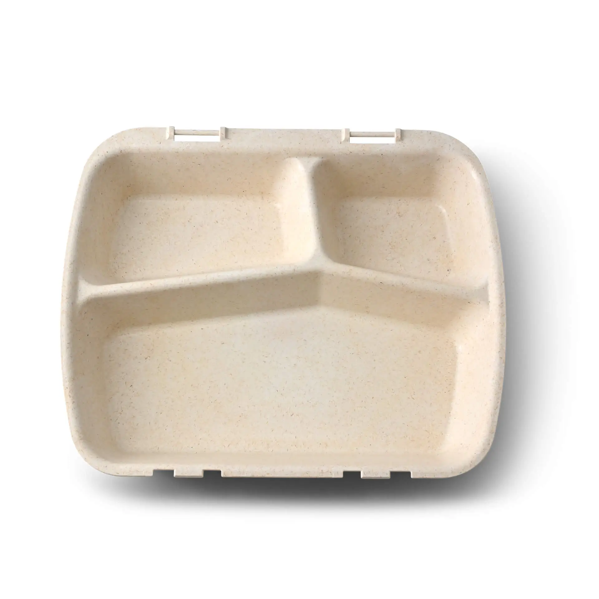 Reusable meal container "merways Box" 24.5 x 20 x 4.5 cm, 3 compartments, HP4/2, cashew / creamy white dfc008451-mehrweg-menue-behaelter-merways-box-245-x-20-x-45-cm-3-kammern-hp43-cashew-creme-weiss-2