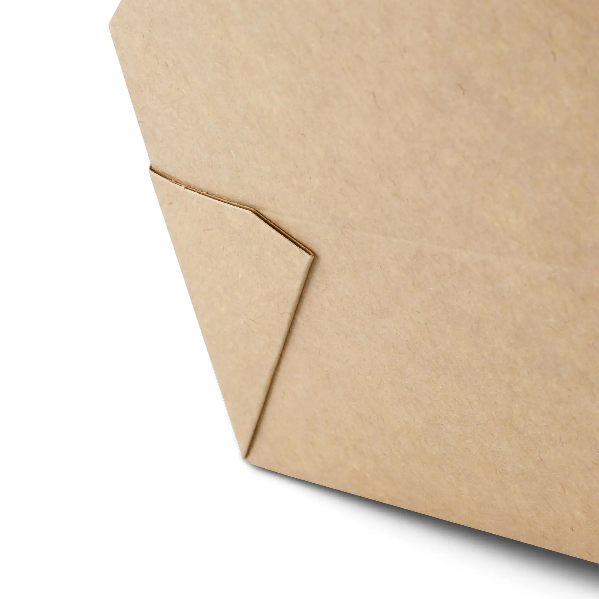 One brown takeaway food container made of cardboard with a secured closure. Suitable for hot and cold dishes.