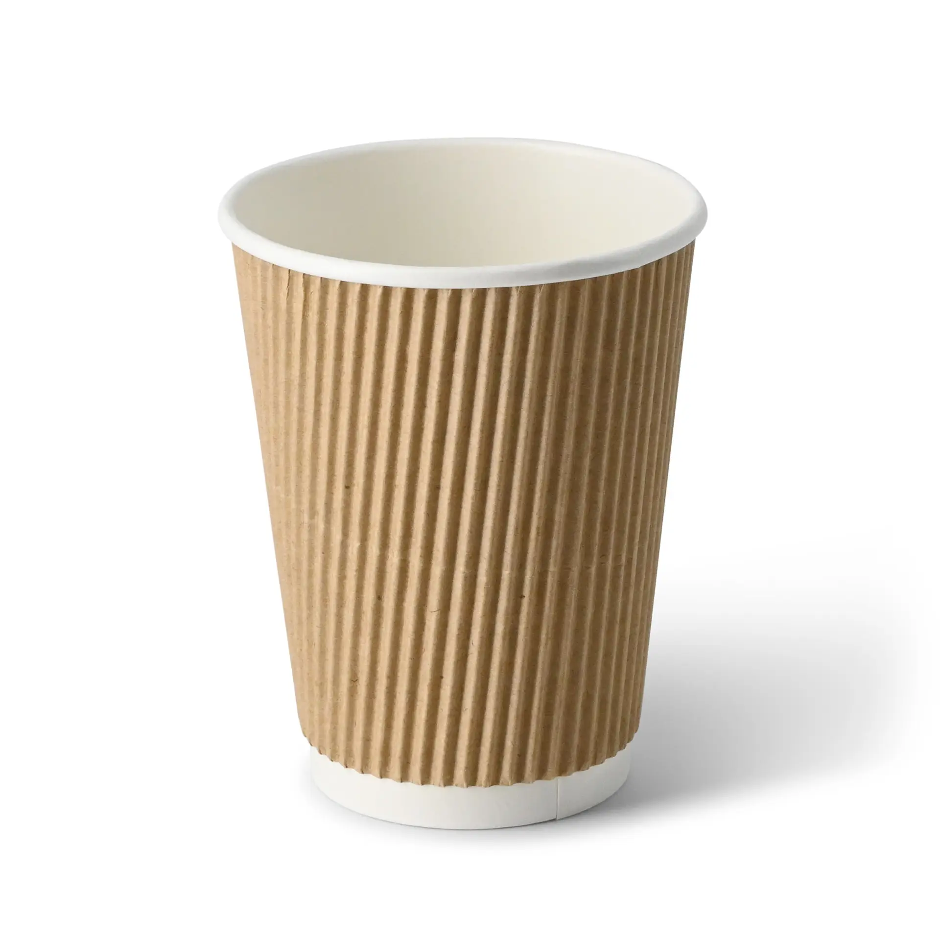 12 oz Takeaway coffee cups / Ripple cups, Ø 90 mm, kraft dhd049421-riffelbecher-coffee-to-go-becher-300-ml-12-oz-90-mm-braun-innen-weiss-1