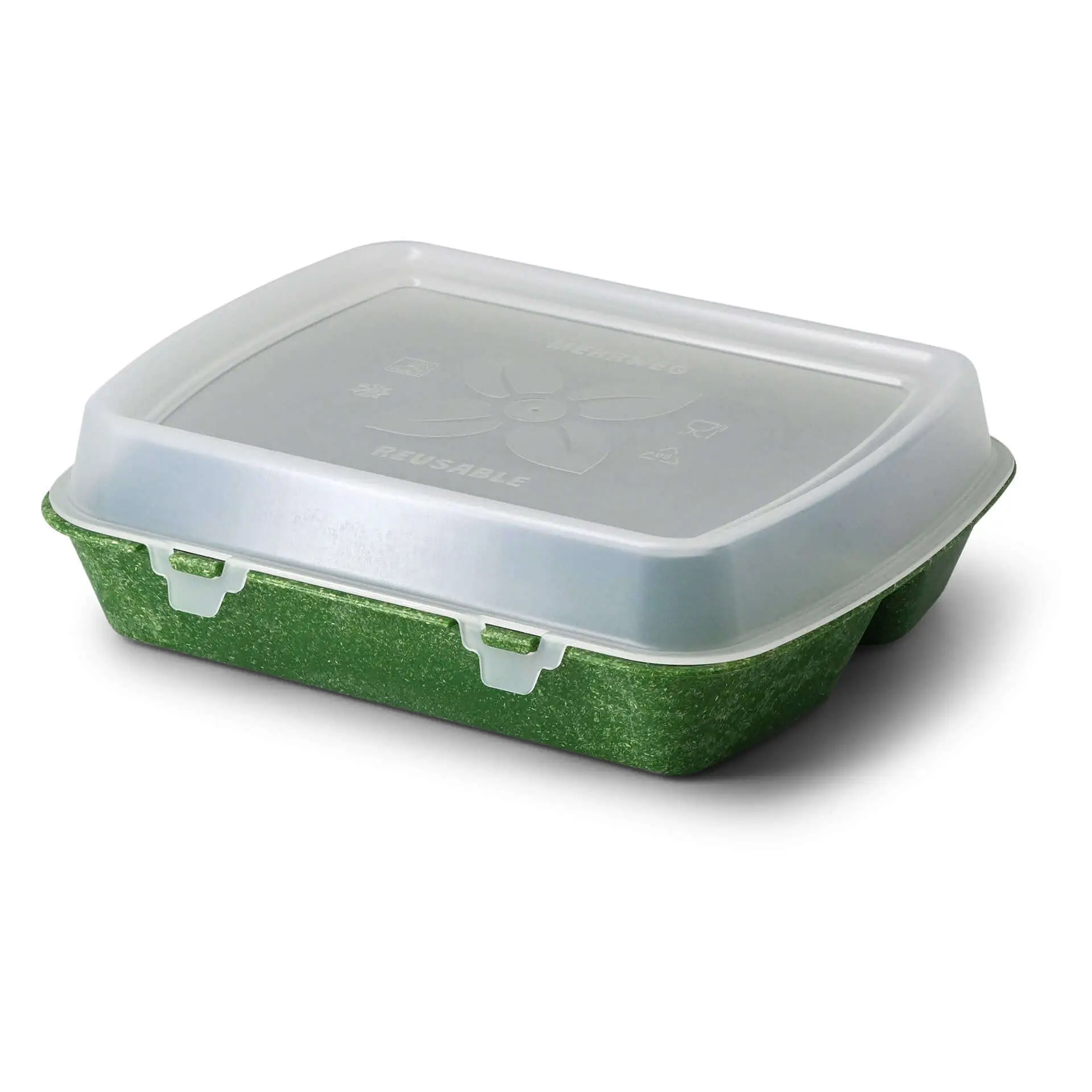 Reusable meal container "merways Box" 24.5 x 20 x 4.5 cm, 3 compartments, HP4/3, spinach green / dark green dfc008461-mehrweg-menue-behaelter-merways-box-245-x-20-x-45-cm-3-kammern-hp43-spinat-dunkelgruen-5