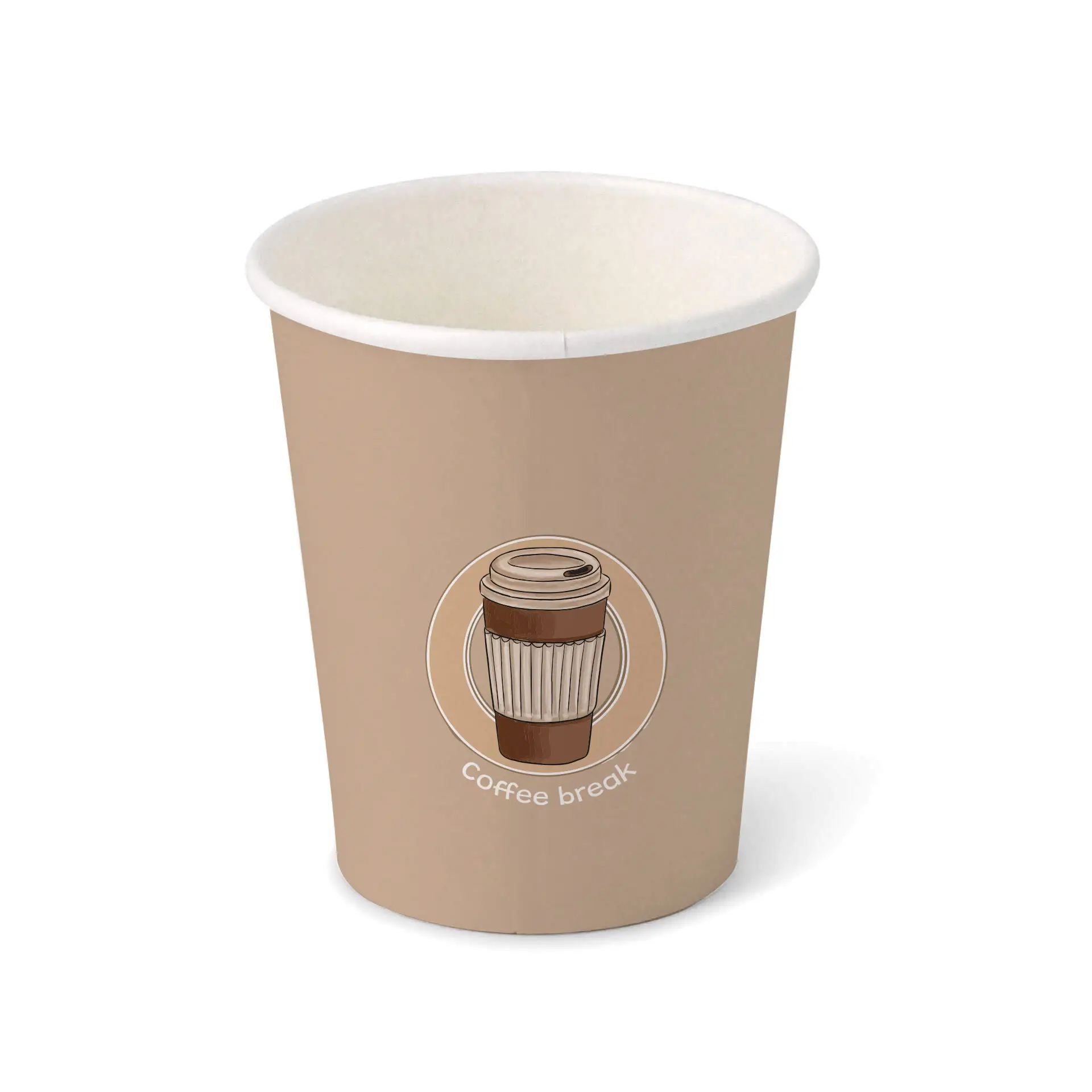 8 oz Paper cup printed with "Coffeebreak" (coated), Ø 80 mm, white