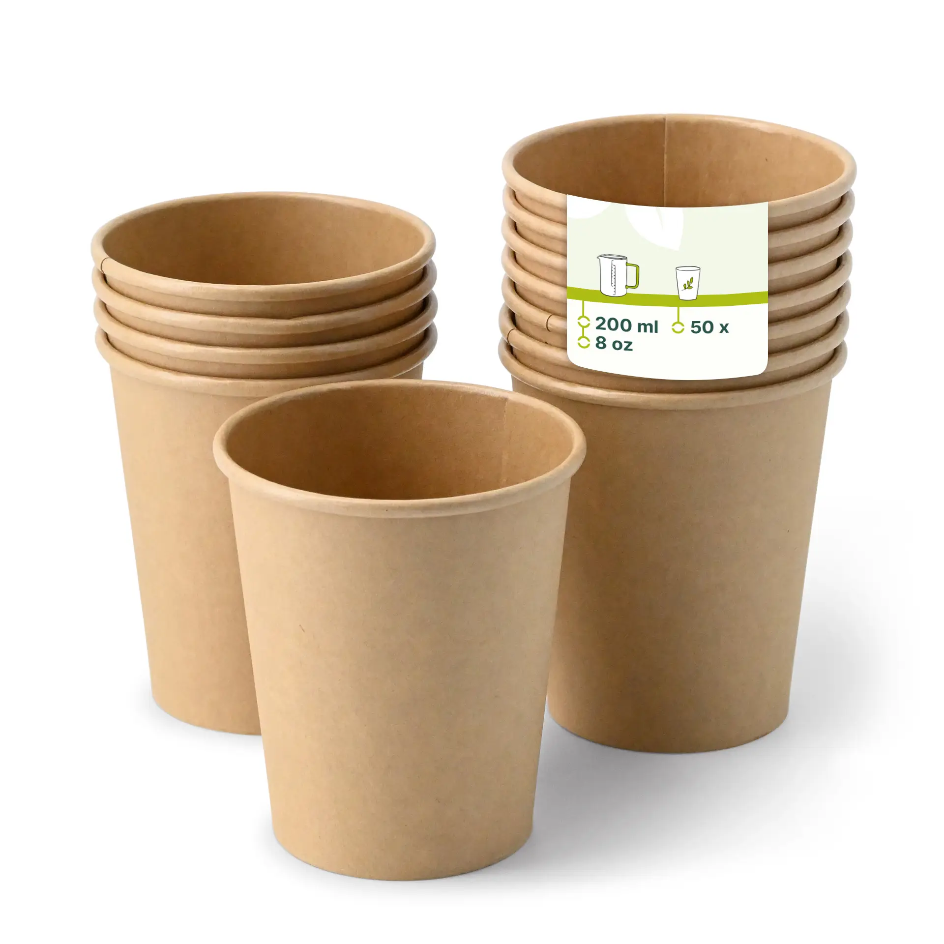 8 oz Paper cups single wall, Ø 80 mm, kraft dhd045121-pappbecher-200-ml-8-oz-80-mm-braun