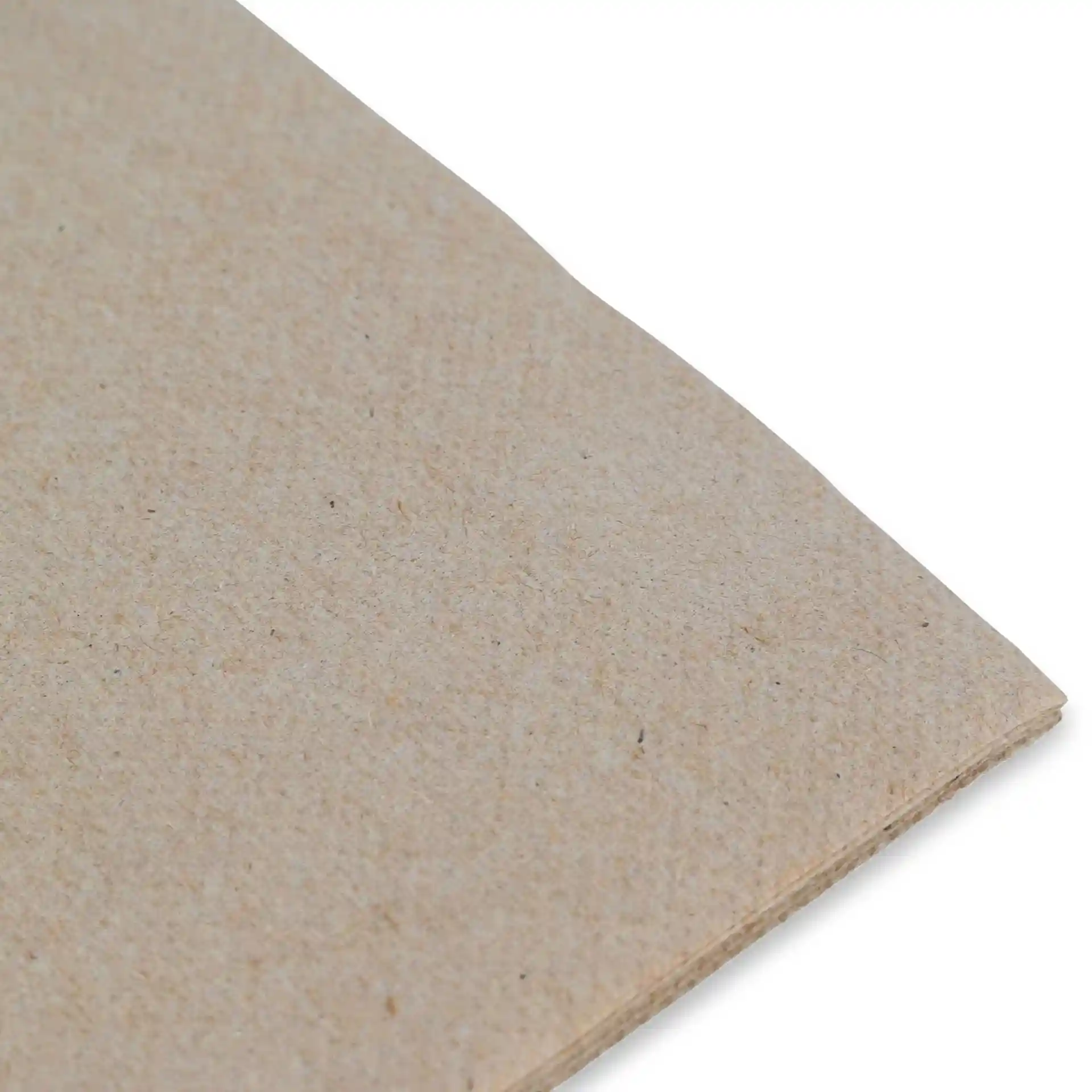 Image of unbleached recycled paper napkins with a printed recycling symbol and text indicating 100% recycled material.