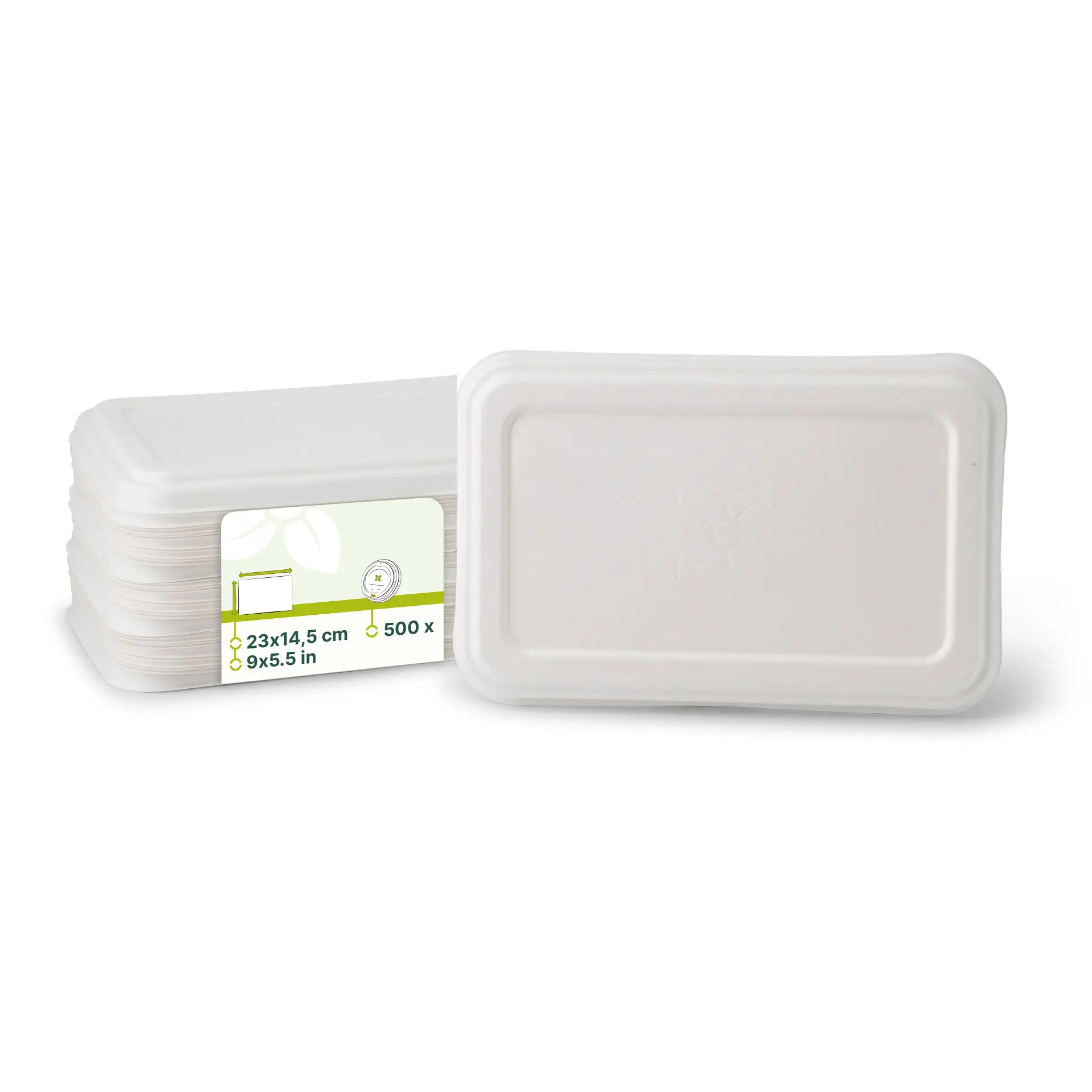 Sugarcane-lids 23 x 14.5 cm, rectangular (f. Menu-trays 1.000 ml) Sugarcane-lids 23 x 14.5 cm, rectangular (f. Menu-trays 1.000 ml)