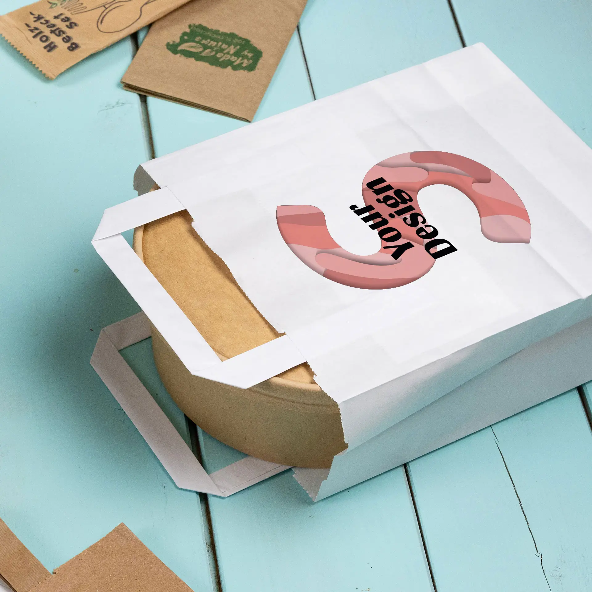 Print paper carrier bags, white, S - 18 x 8 x 22 cm