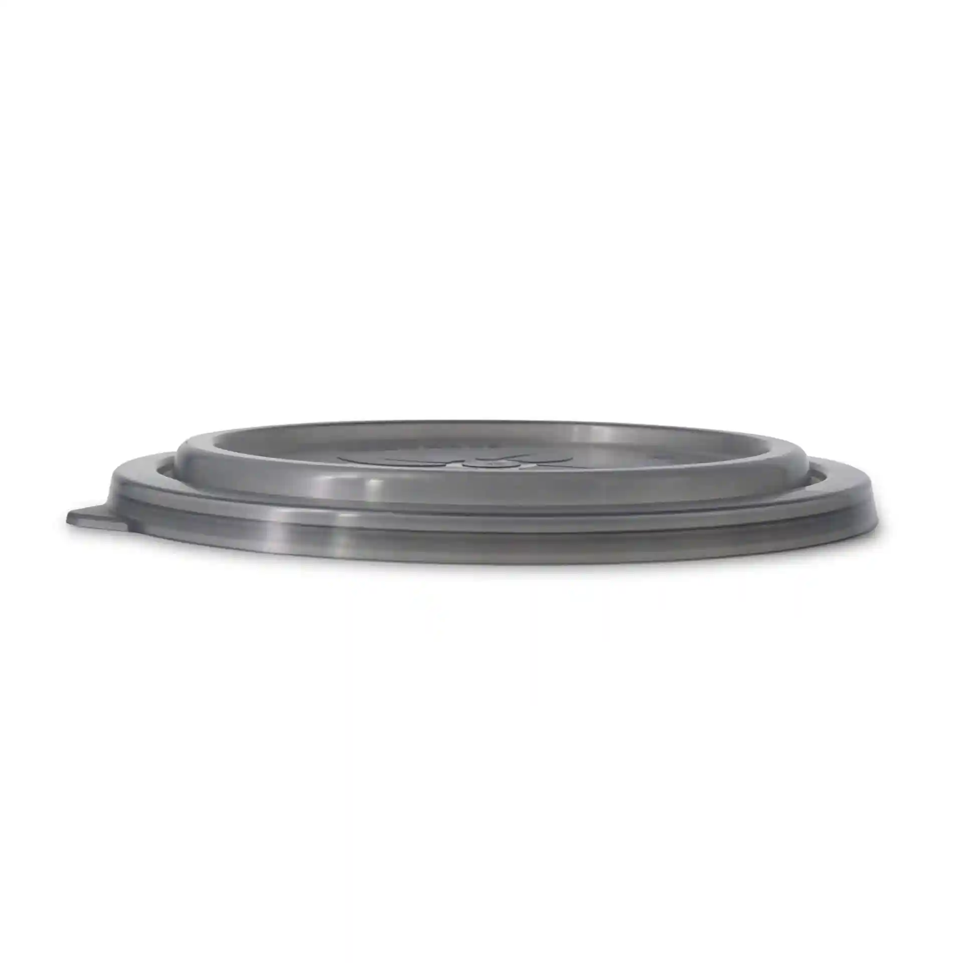 Round grey reusable lid for merways bowl, made of polypropylene, with a diameter of 185 mm and a height of 16 mm.