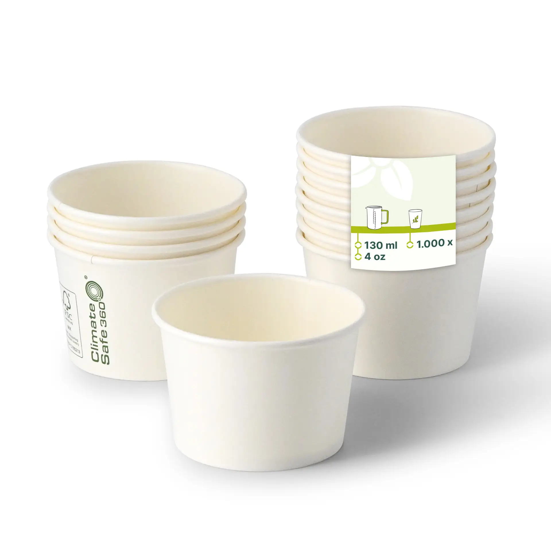 Ice cream cup made of cardboard XXS, 75 ml, max. 130 ml, Ø 76 mm, white