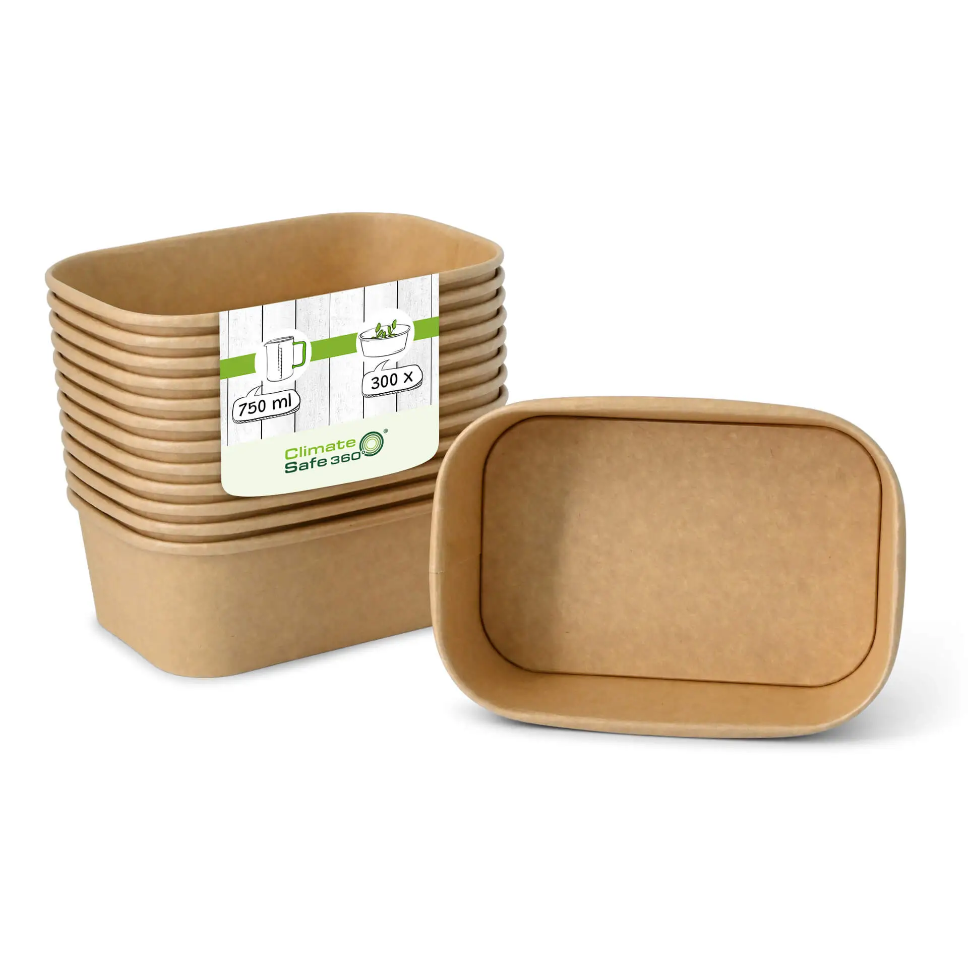 Food Containers 750 ml, 17,5 x 12,5 x 5,5 cm, kraft, rectangular
