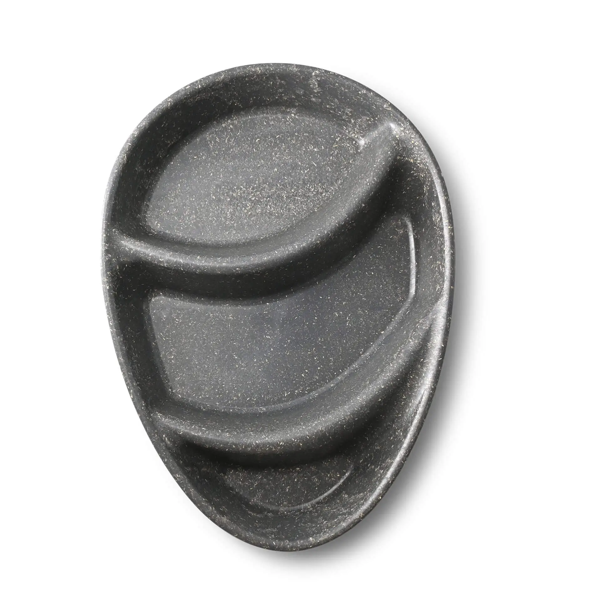 Reusable divided plates "merways Plate" 27.5 × 20 × 3.5 cm, 3 compartments, teardrop, pepper / grey dfc008381-mehrweg-menue-teller-merways-plate-275-x-20-x-35-cm-3-kammern-tropfenfoermig-pfeffer-grau-2