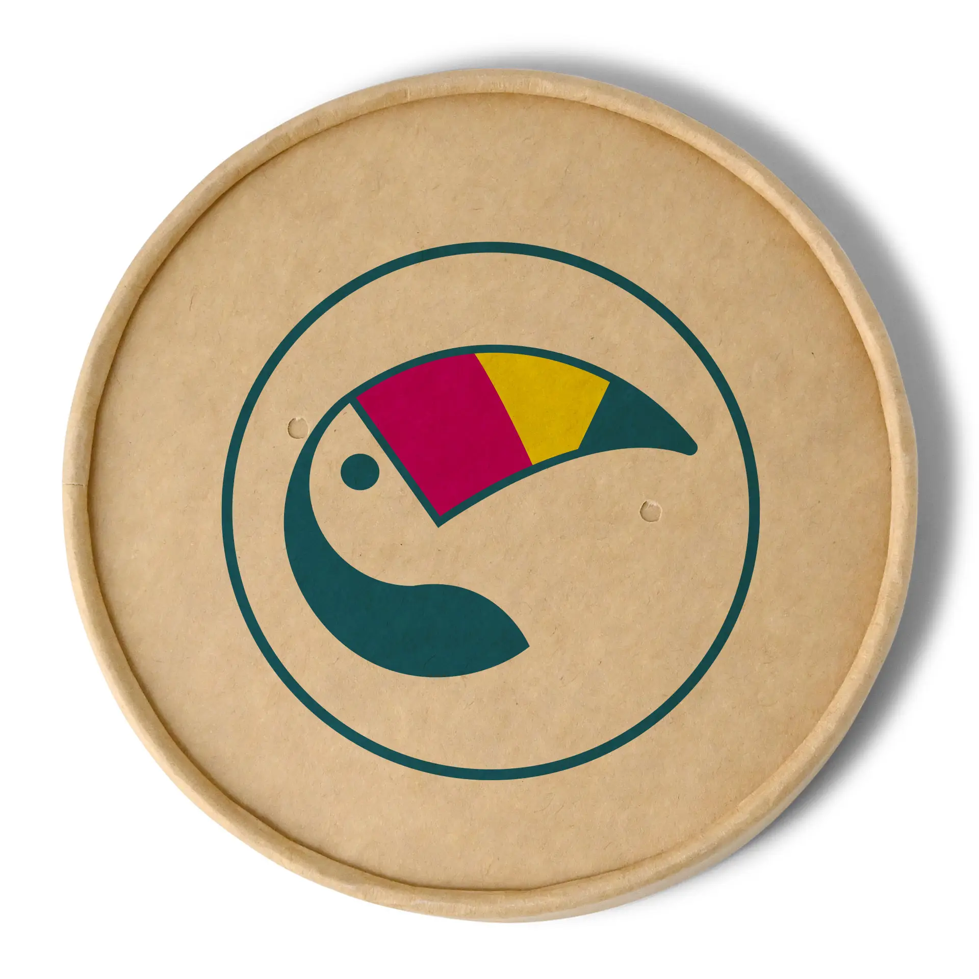 Printed membrane lids for soup cups, ⌀ 115 mm, brown, PLA-coated
