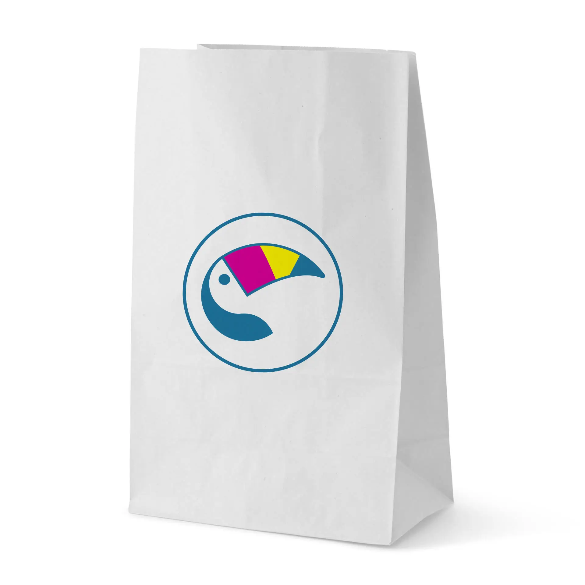 Printed paper bags (without handles), white, M – 22 x 12 x 36 cm