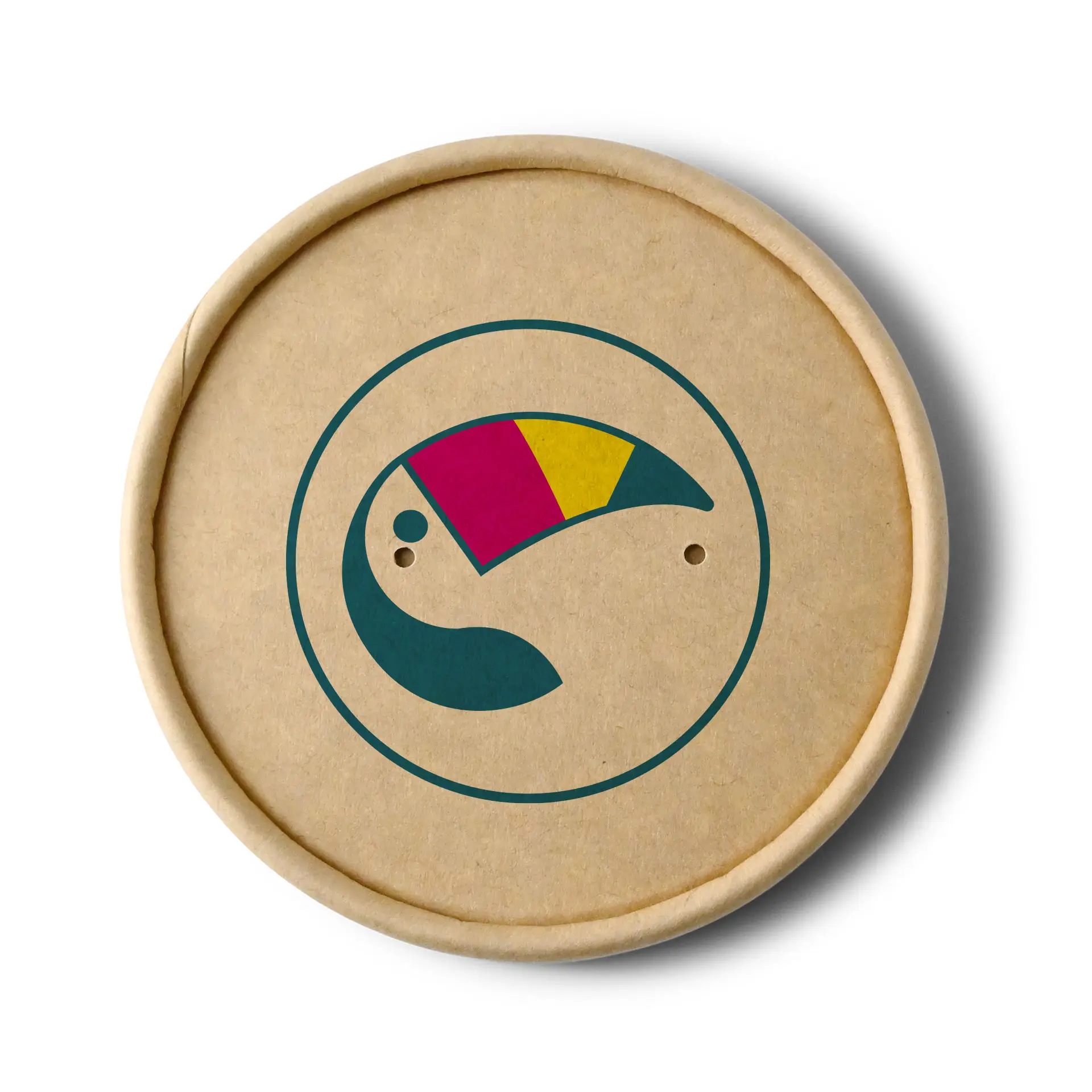 Printed membrane lids for soup cups, ⌀ 90 mm, brown, PLA-coated