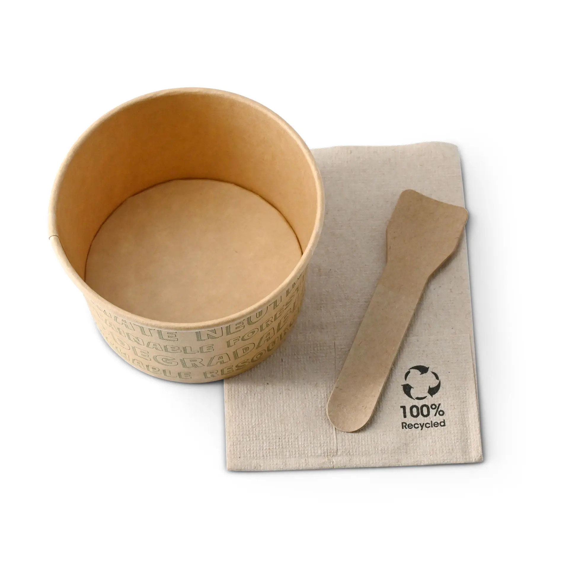 Paper Ice Cream Container (eco-friendly coating) 150 ml / 6 oz, unbleached, EcoUp