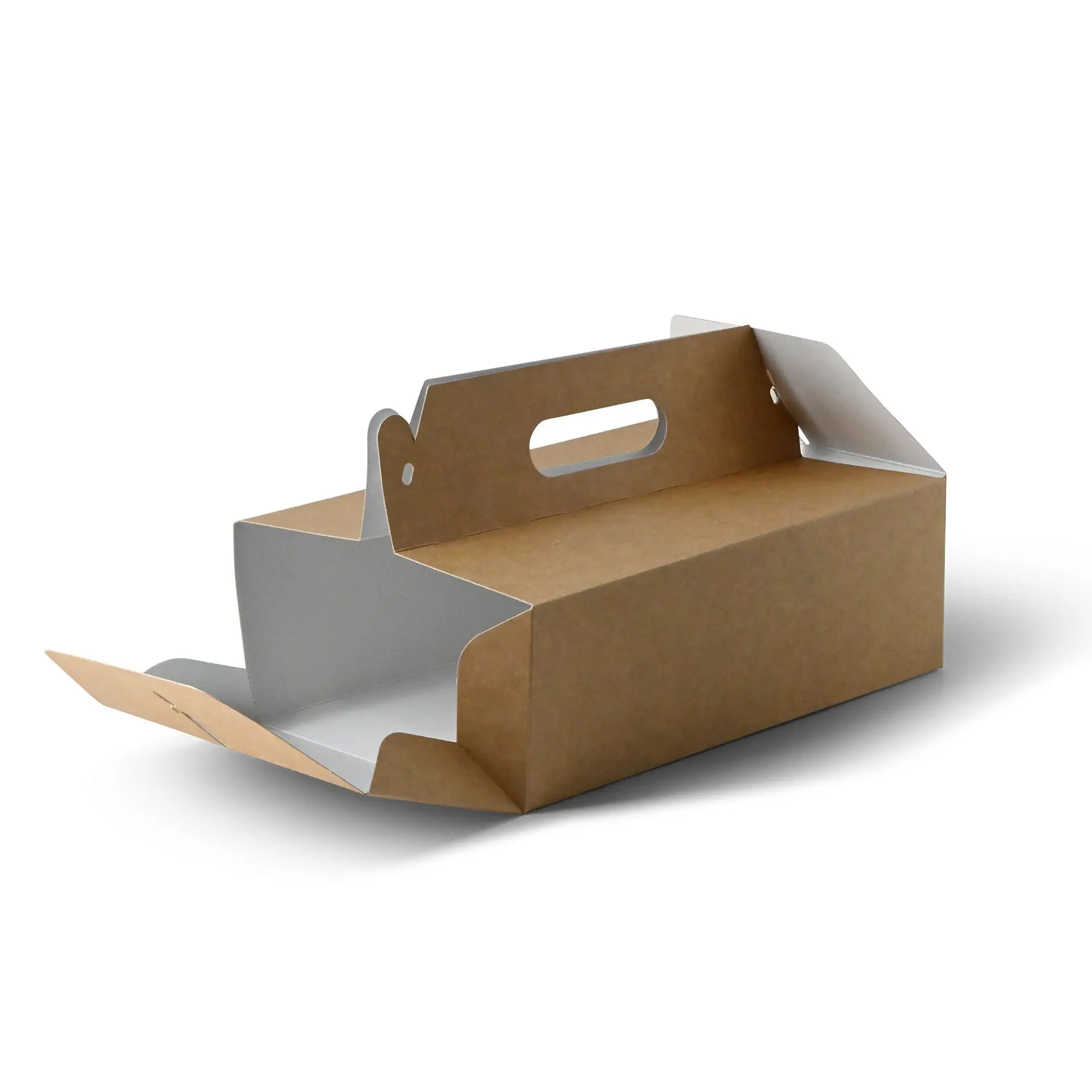 Cardboard-pastry boxes with handle L, 26 x 17 x 9 cm, brown, foldable