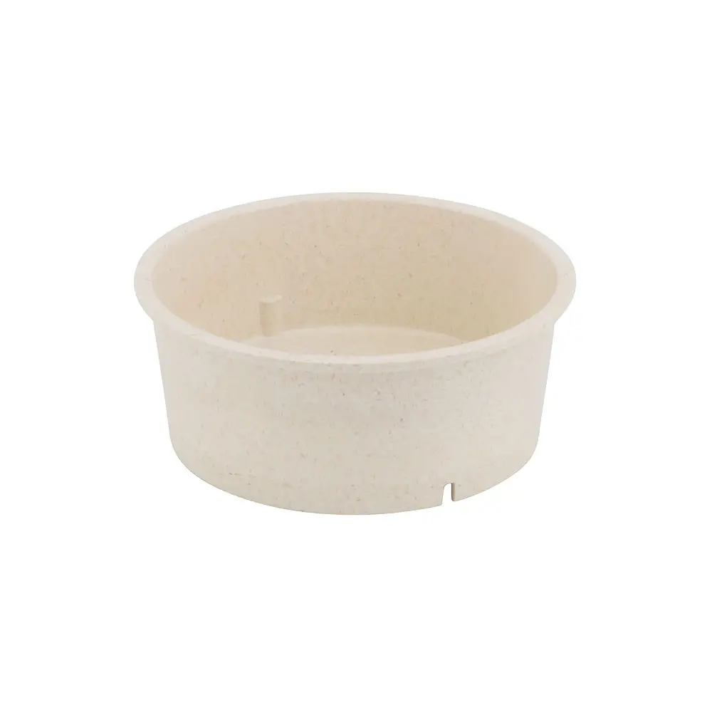 One beige disposable bowl made from sustainable materials, suitable for various food items.
