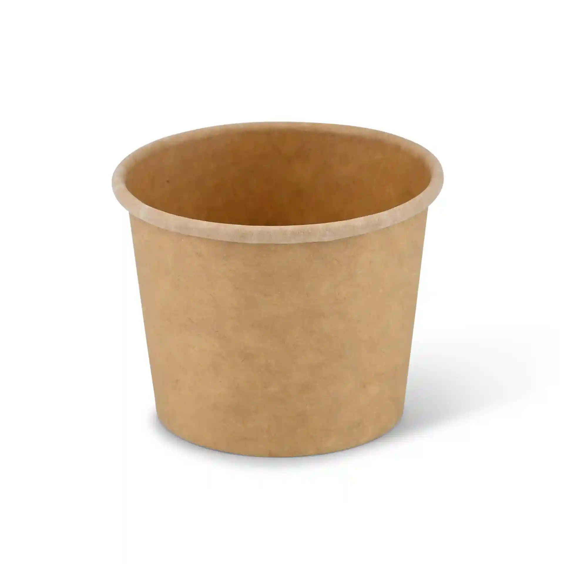 Brown paper portion cup with a height of 47 mm and a top diameter of 62 mm.