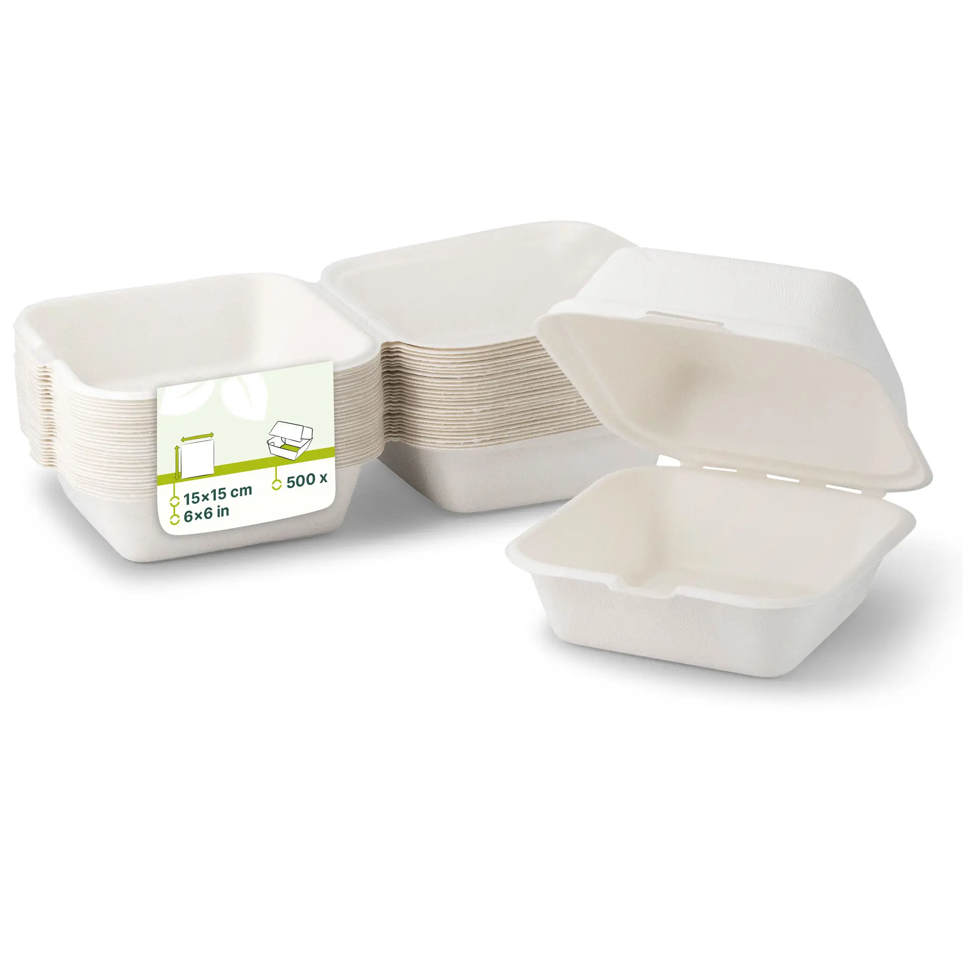 Sugarcane burger box 15 x 15 x 8 cm, square Sugarcane burger box 15 x 15 x 8 cm, square
