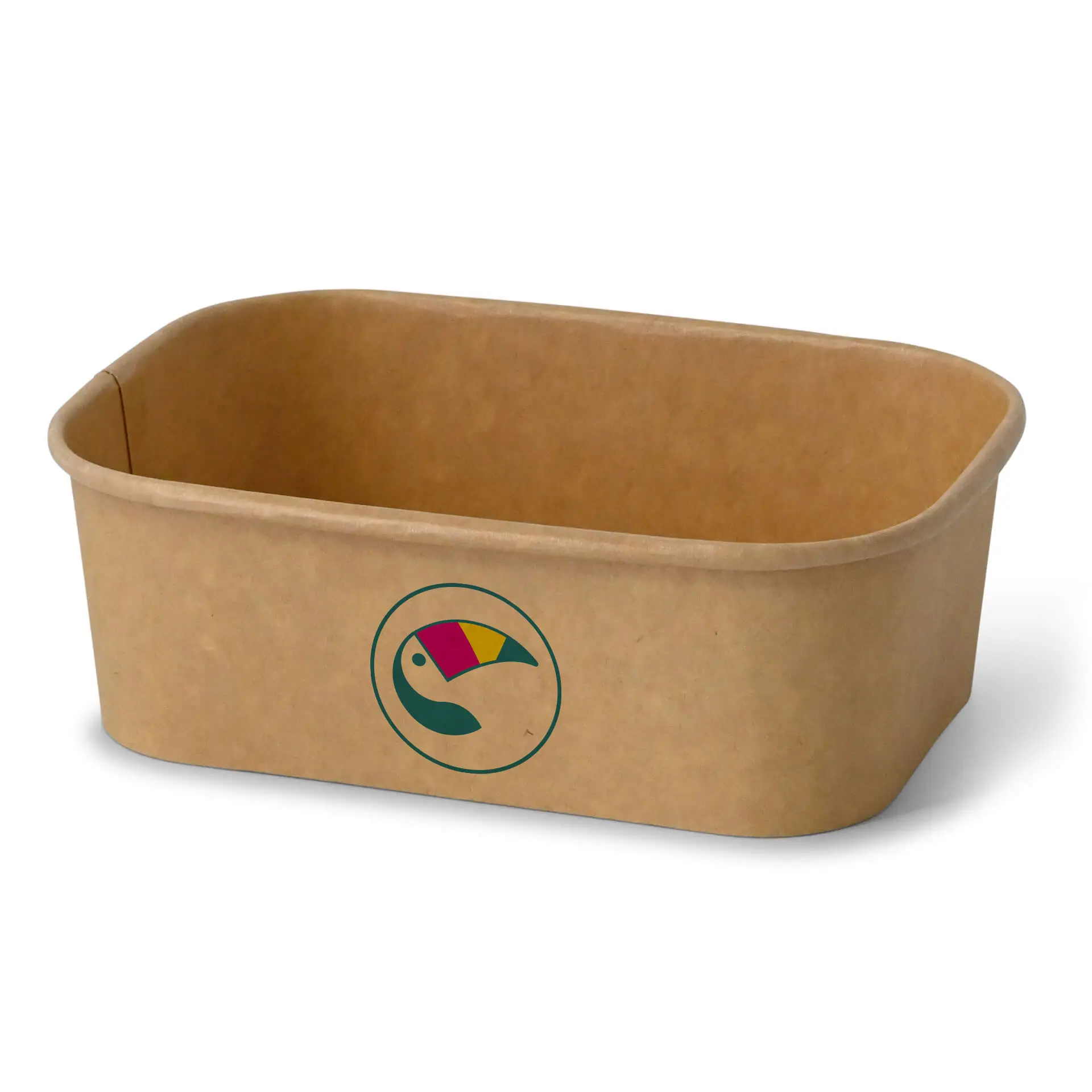 Custom printed salad bowl (rectangular), 750 ml / 30 oz, brown, PLA-coated