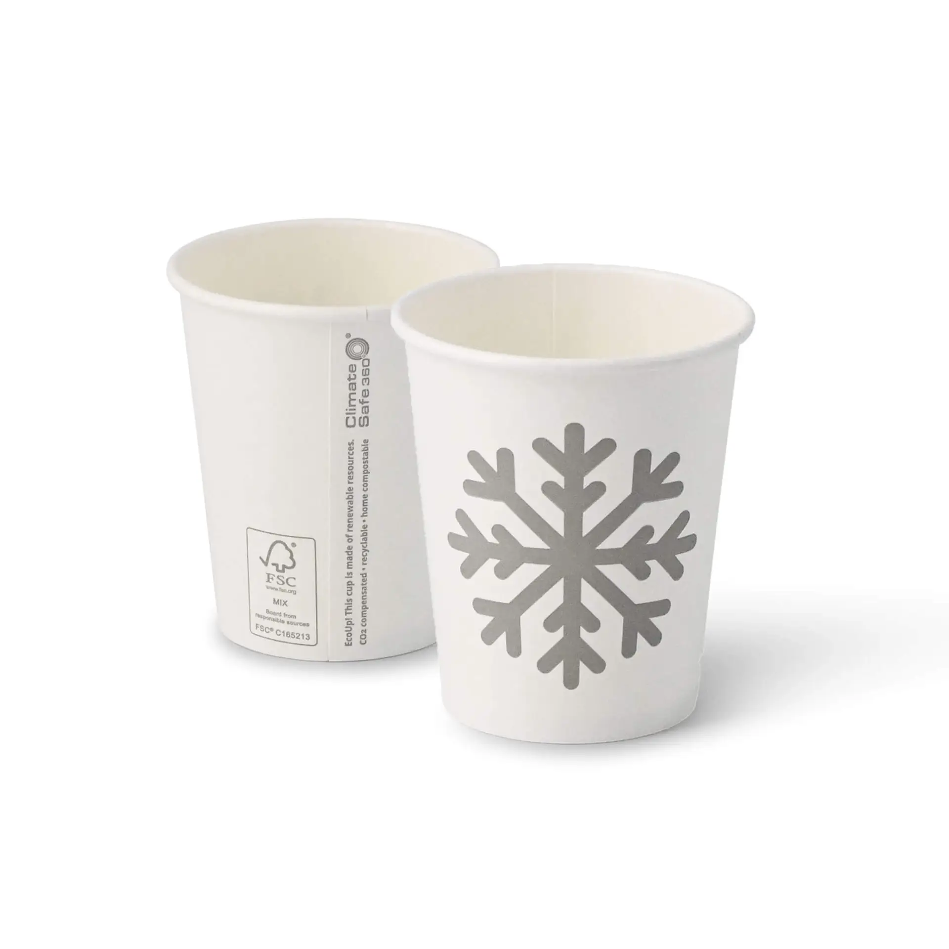 8 oz Paper cup Winter "Snowflake", Ø 80 mm, white