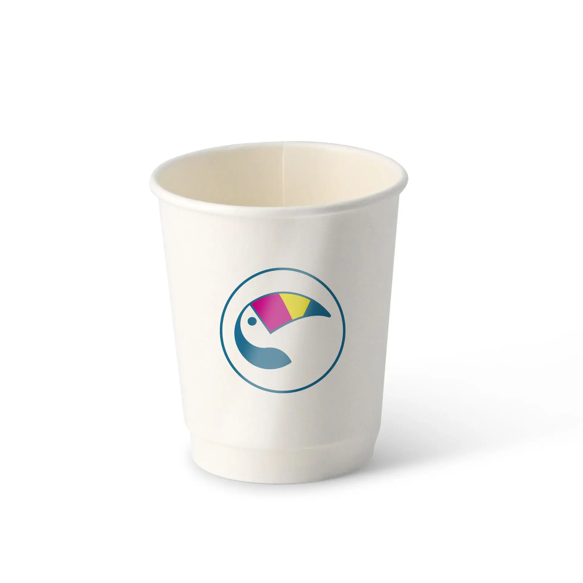 Custom Printed Paper Cups (Double-Walled) 200 ml / 8 oz, double-walled, white, glossy, water-based barrier