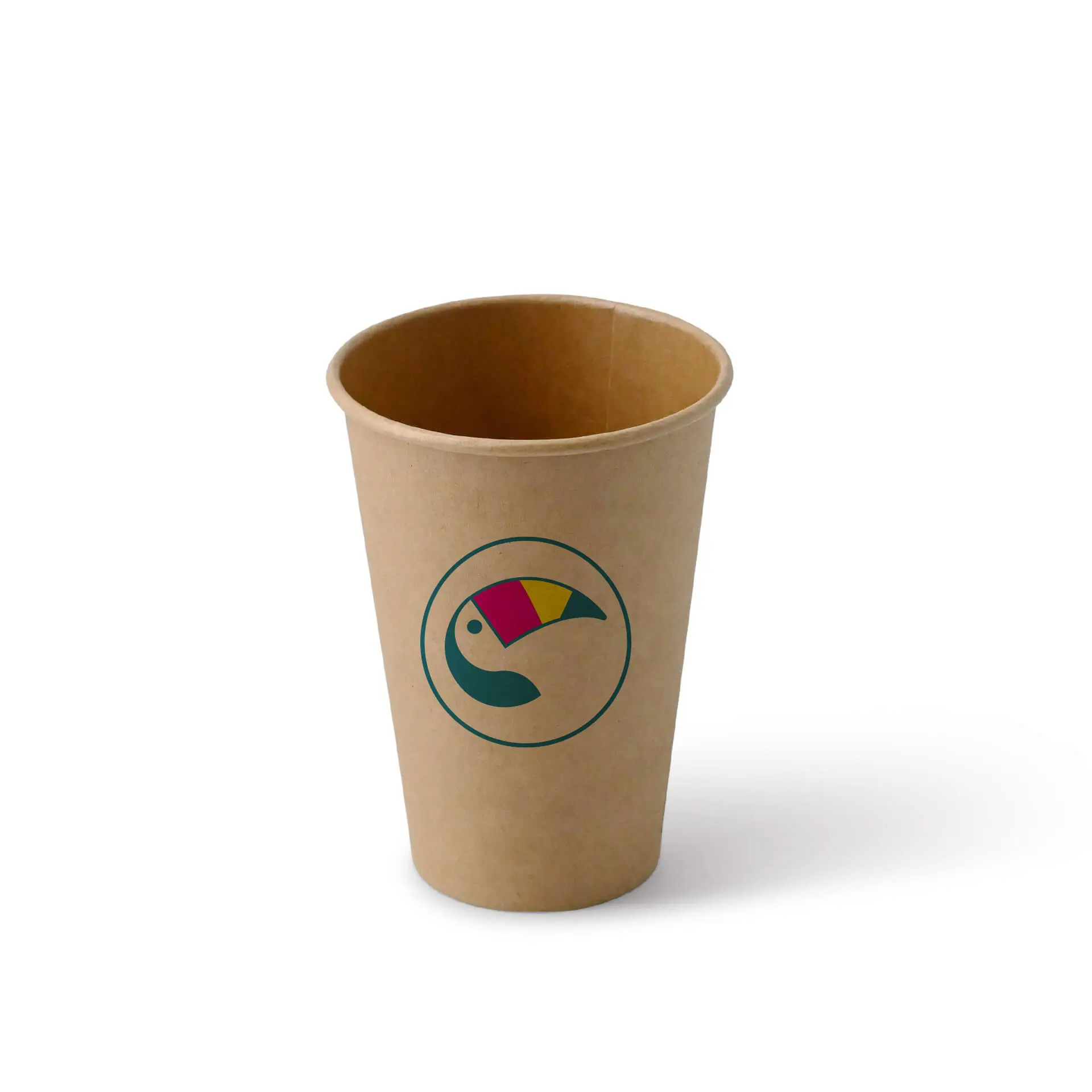 Paper cups with logo (single-wall), 180 ml / 7 oz, brown, PLA coated
