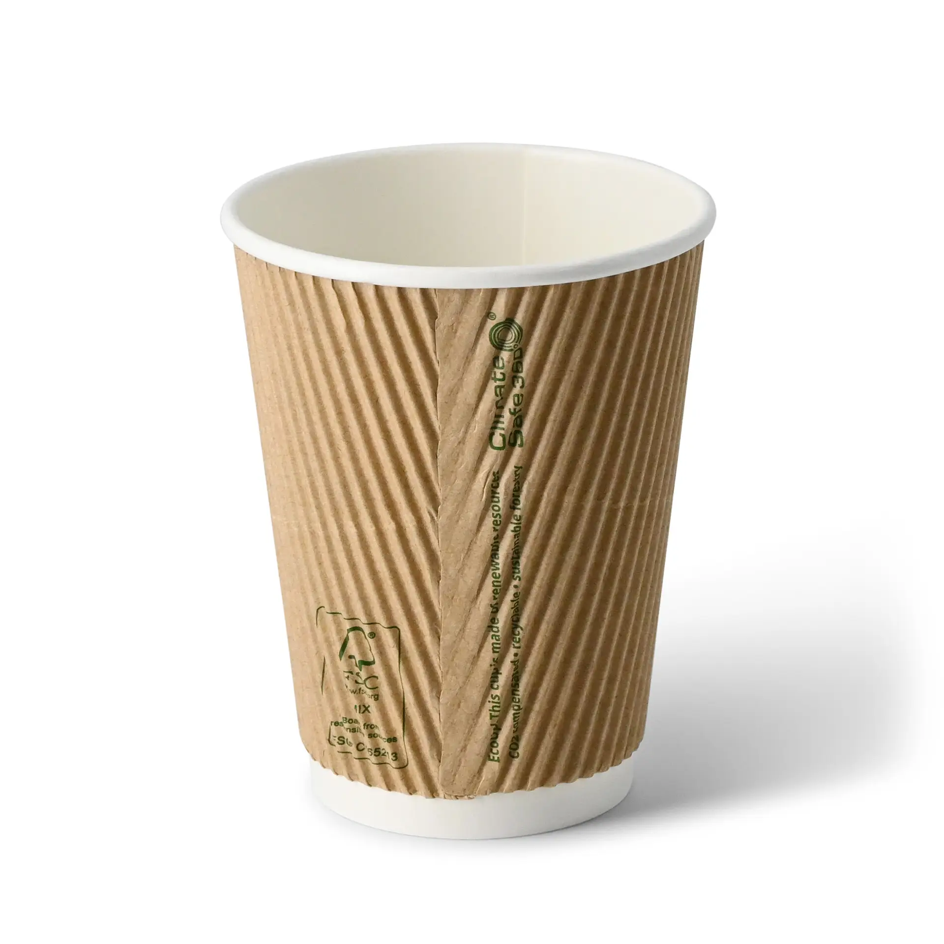 12 oz Takeaway coffee cups / Ripple cups, Ø 90 mm, kraft dhd04942-riffelbecher-coffee-to-go-becher-300-ml-12-oz-90-mm-braun-innen-weiss-2