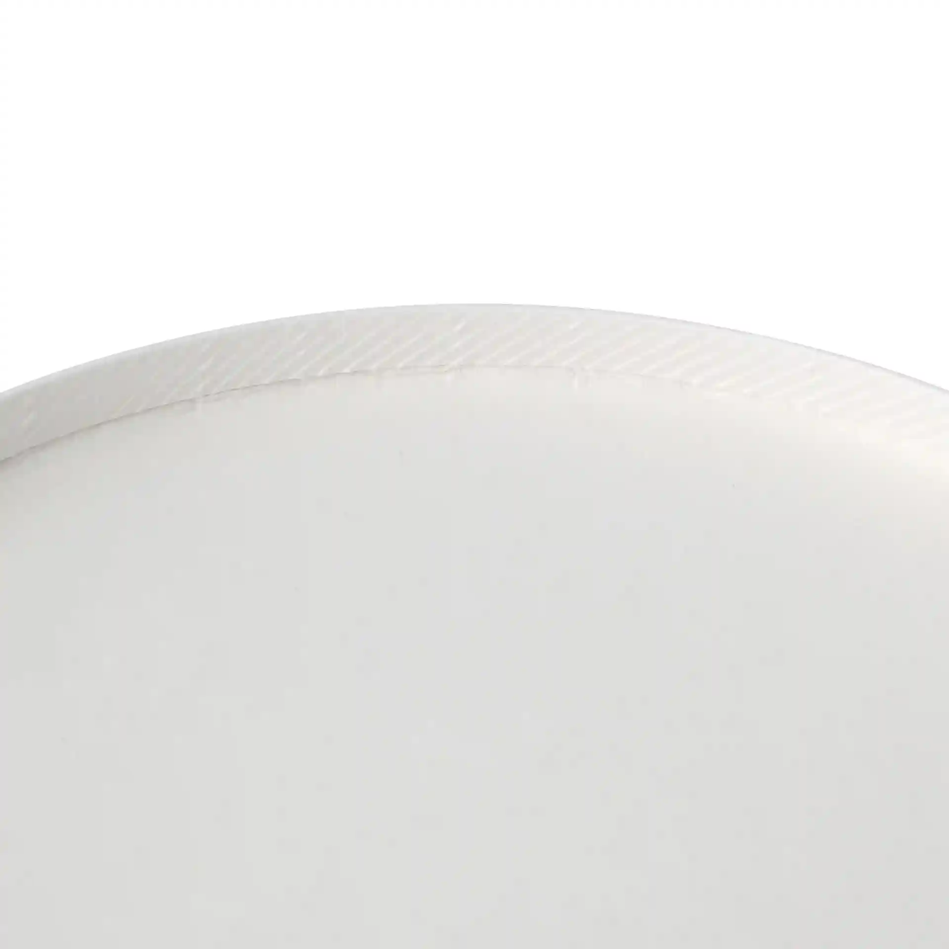 Close-up of the edge of a round white cardboard bowl with a textured rim.