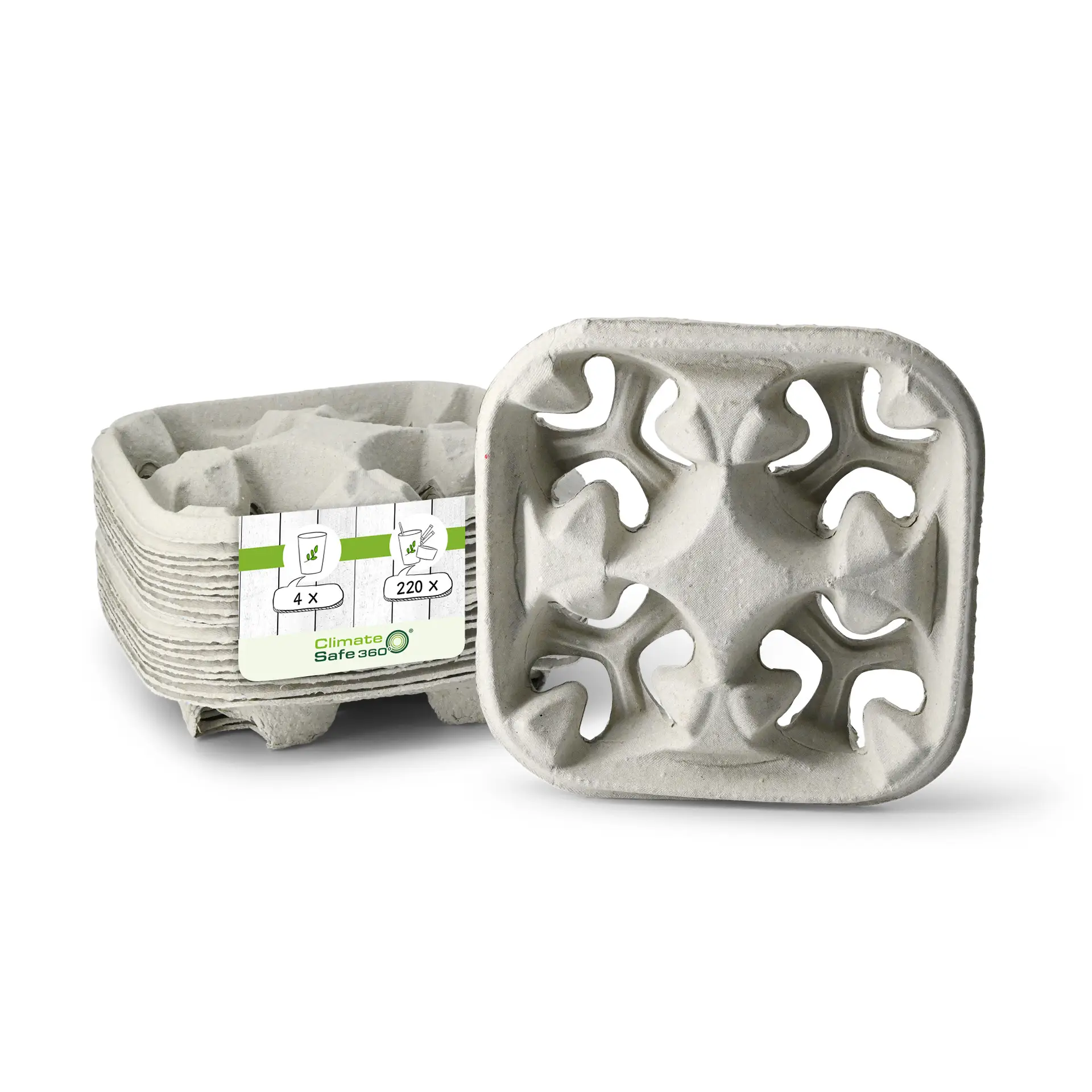 Quadruple cardboard cup holder, kraft
