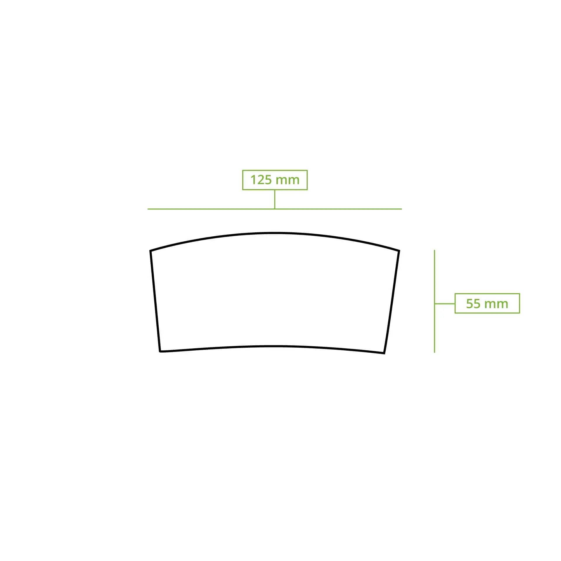 Brown cardboard cup sleeve with inner ripple texture, designed for 300, 400, or 500 ml paper cups, measuring 125 mm wide by 55 mm high.