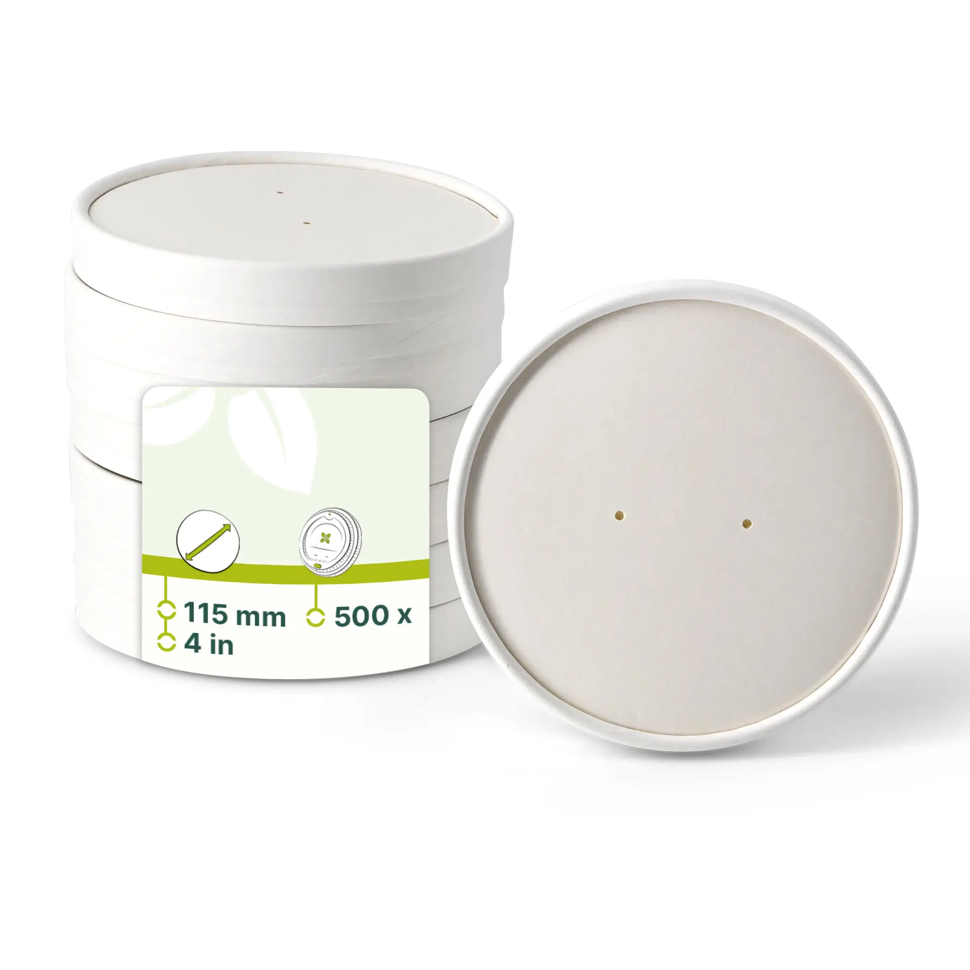 Cardboard membrane lids Ø 115 mm, white Cardboard membrane lids Ø 115 mm, white
