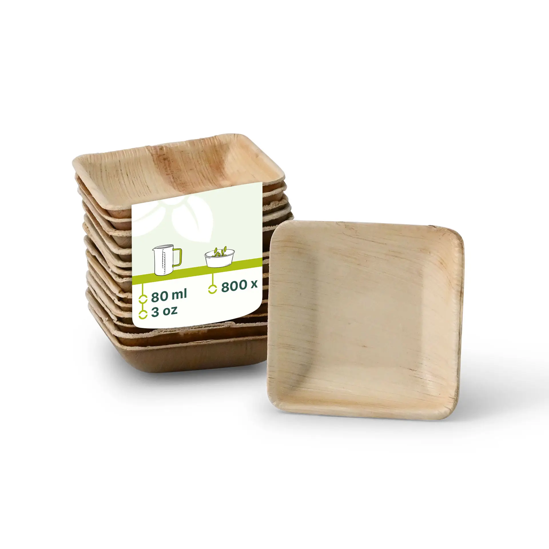 Palm leaf bowls  "Palmware®" 80 ml, square Palm leaf bowls  "Palmware®" 80 ml, square