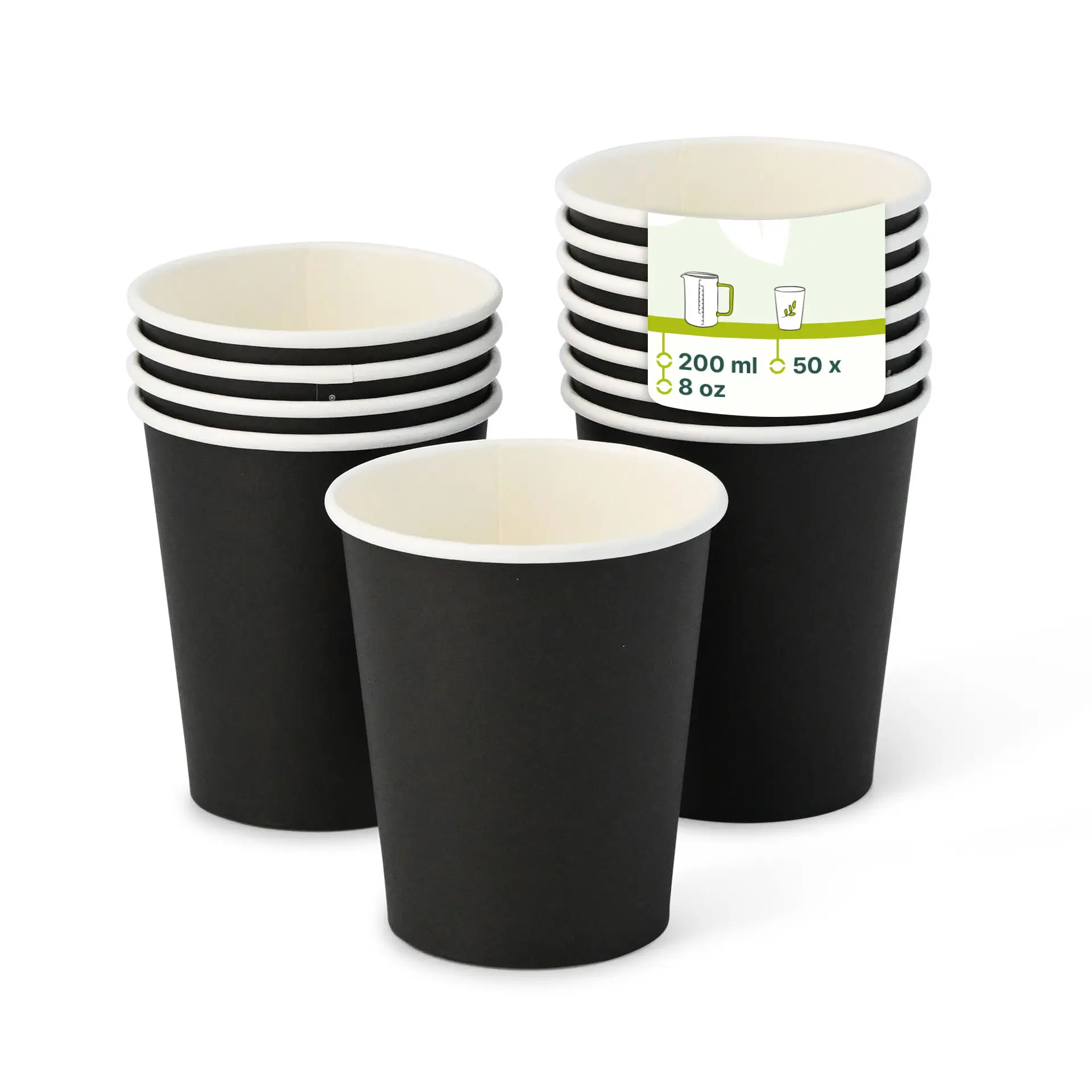 8 oz Paper cups single wall, Ø 80 mm, black dhd045271-pappbecher-200-ml-8-oz-80-mm-schwarz