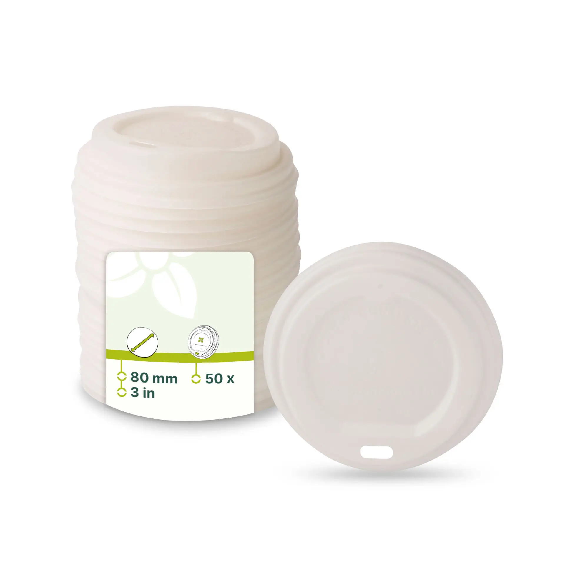 CPLA lid Ø 80 mm, white, drinking hole CPLA lid Ø 80 mm, white, drinking hole
