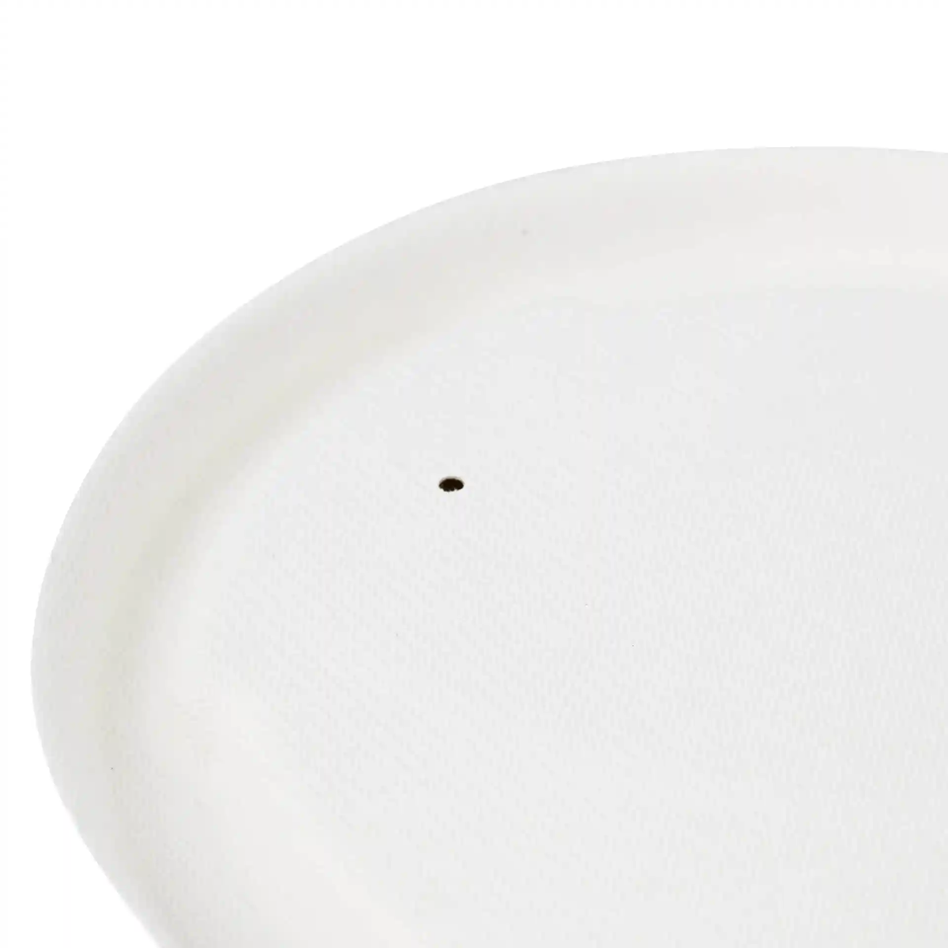 White round sugarcane lid with a diameter of 135 mm and a small black dot on the surface.
