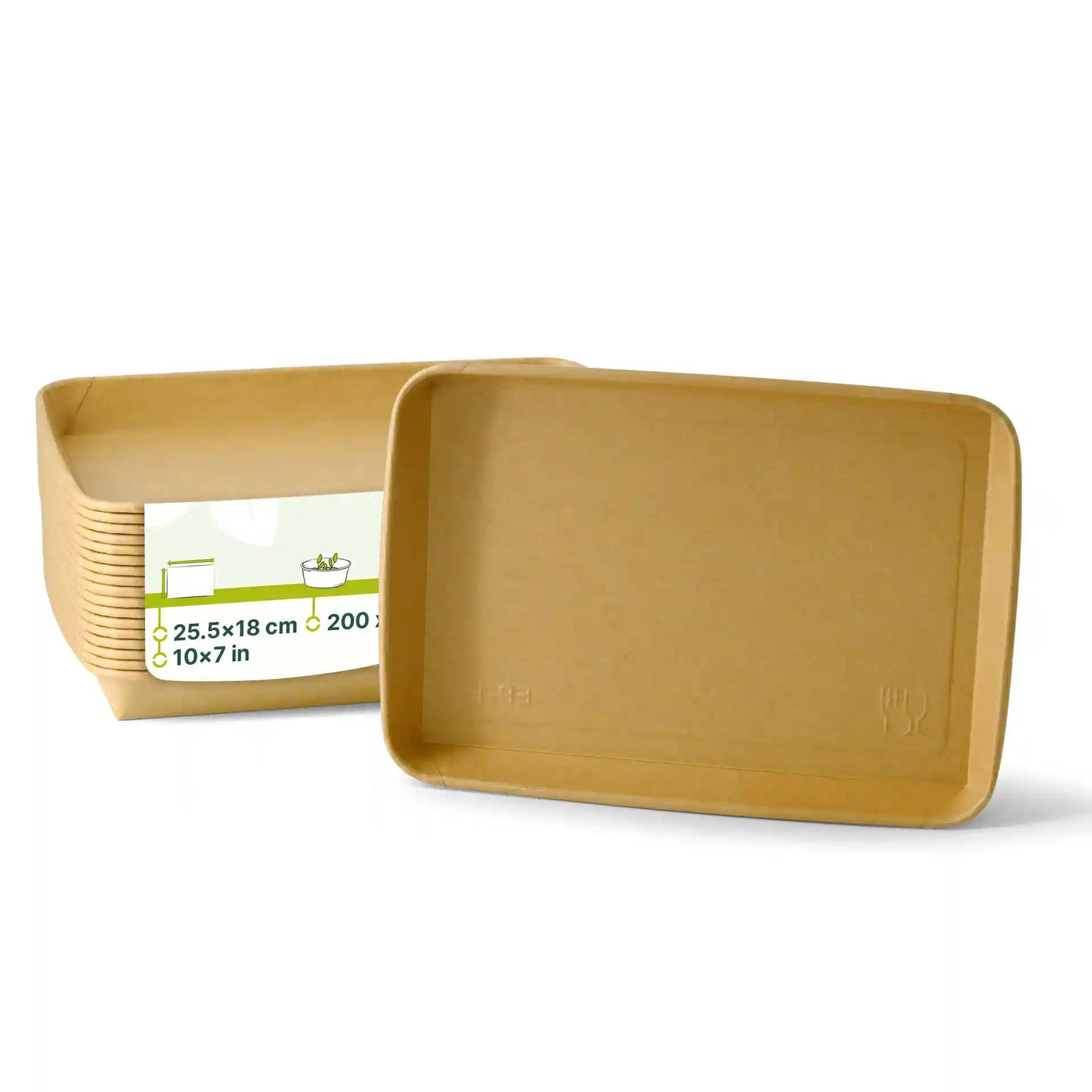 Brown sushi boxes XL, measuring 25.5 x 18 cm, with a PE-coated surface and a height of 3 cm.